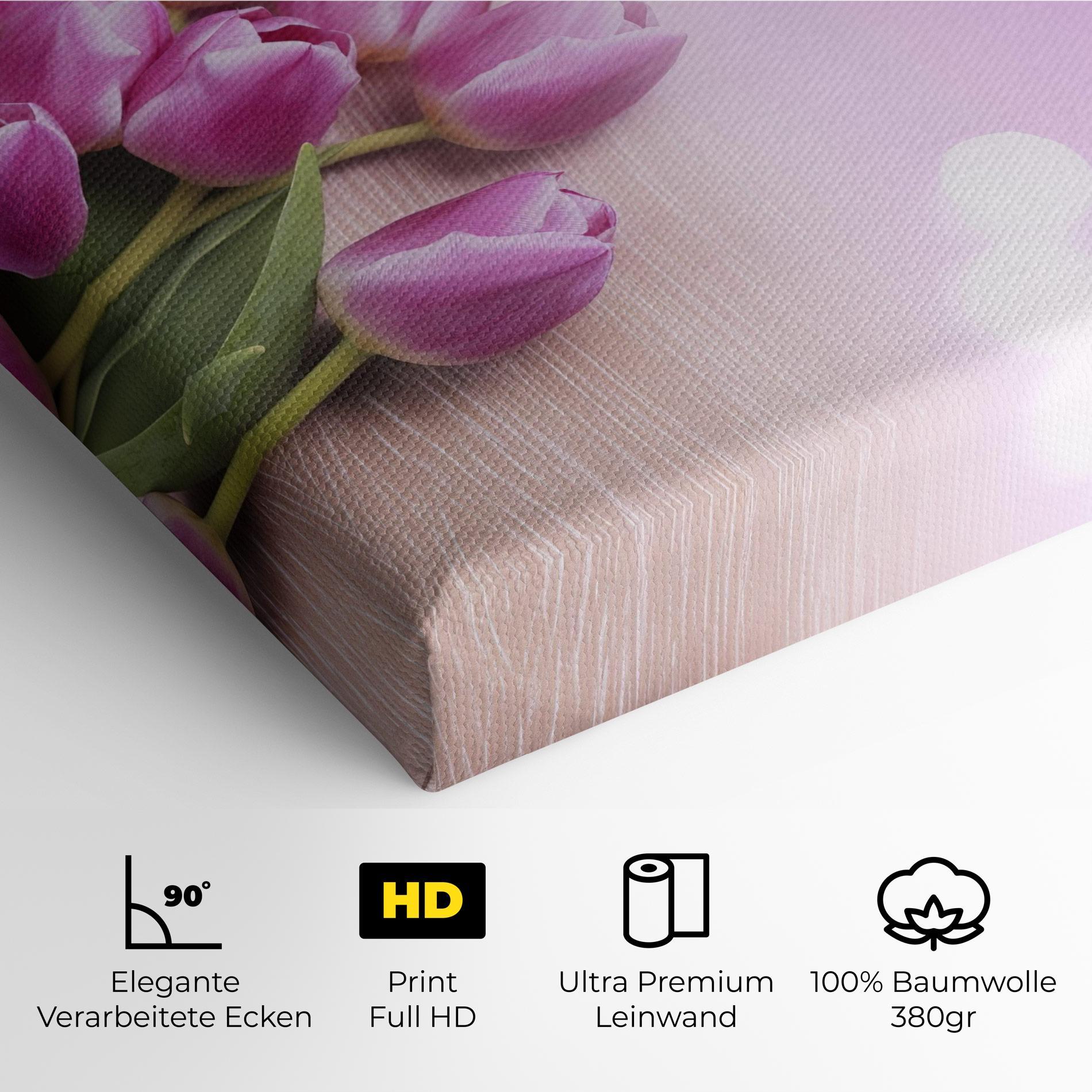 Leinwandbild Pink Tulip Flowers mockup 4
