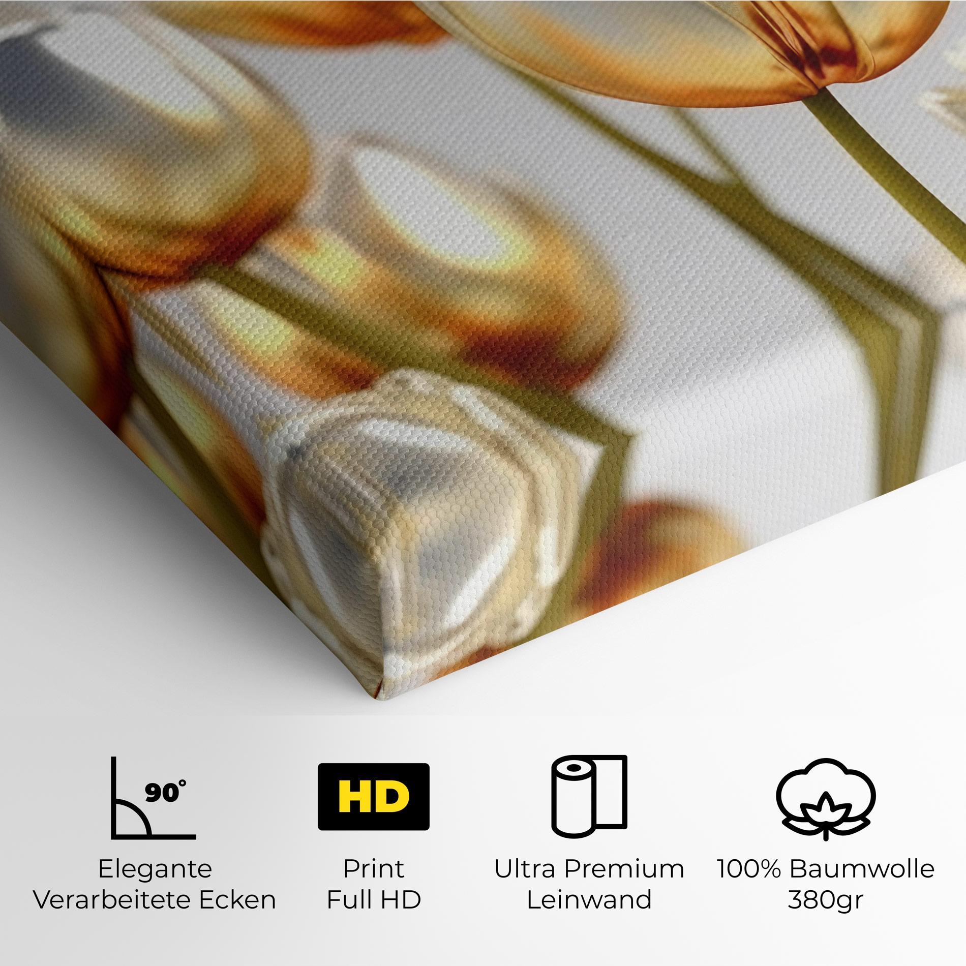 Leinwandbild White Golden Tulips mockup 4