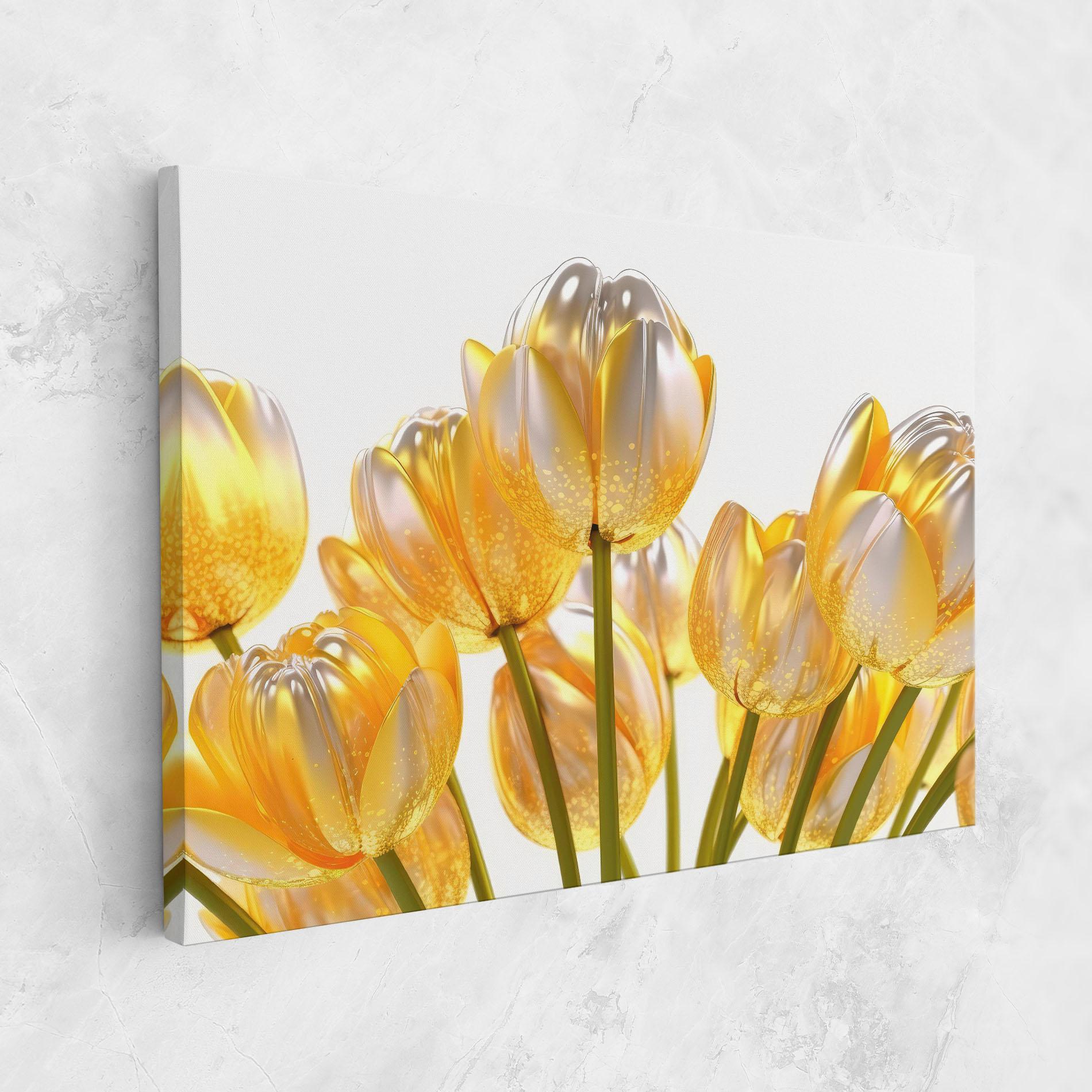 Leinwandbild Gold White Tulips mockup 1