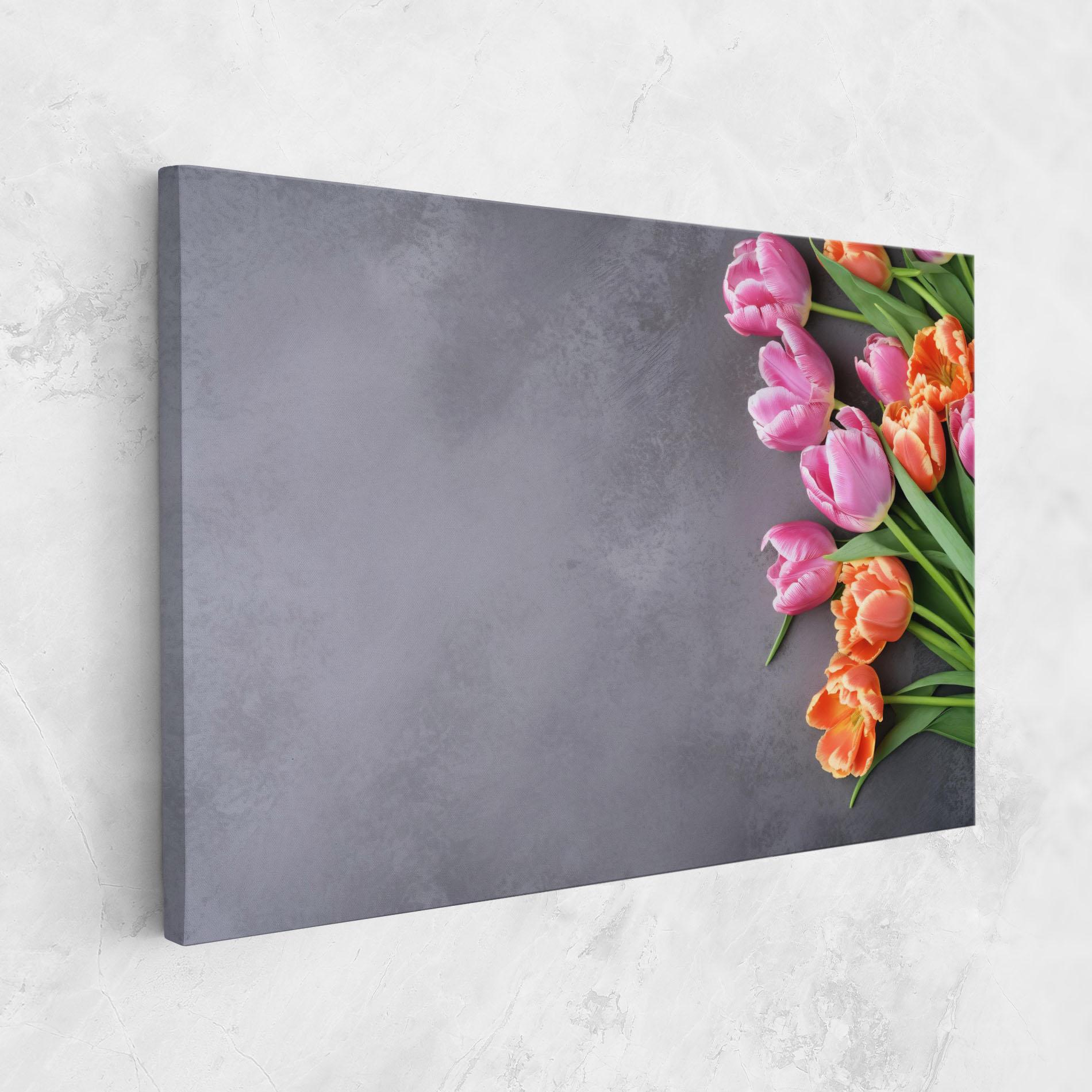 Leinwandbild Light Orange Pink Tulips mockup 1