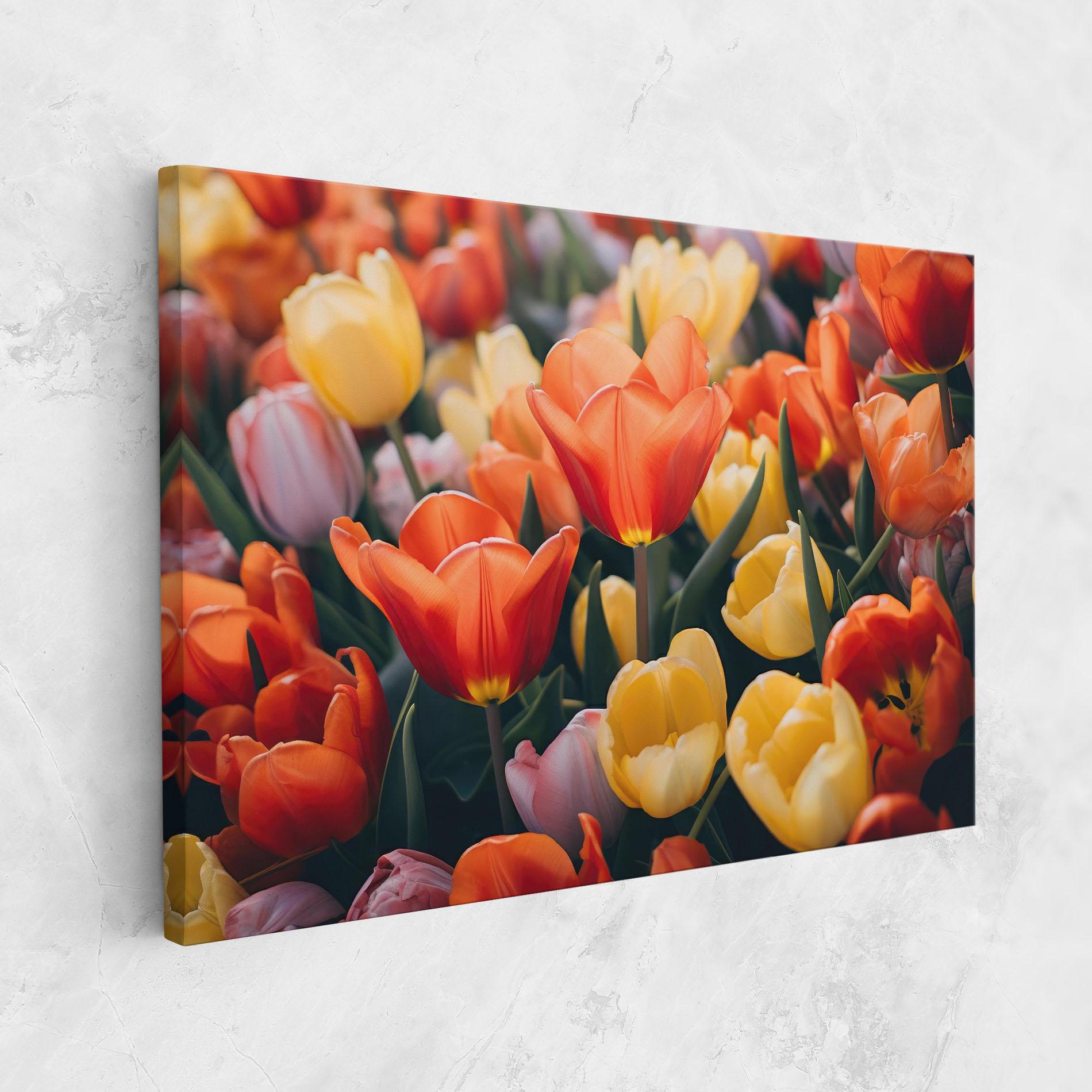 Leinwandbild Orange Yellow Tulips mockup 1