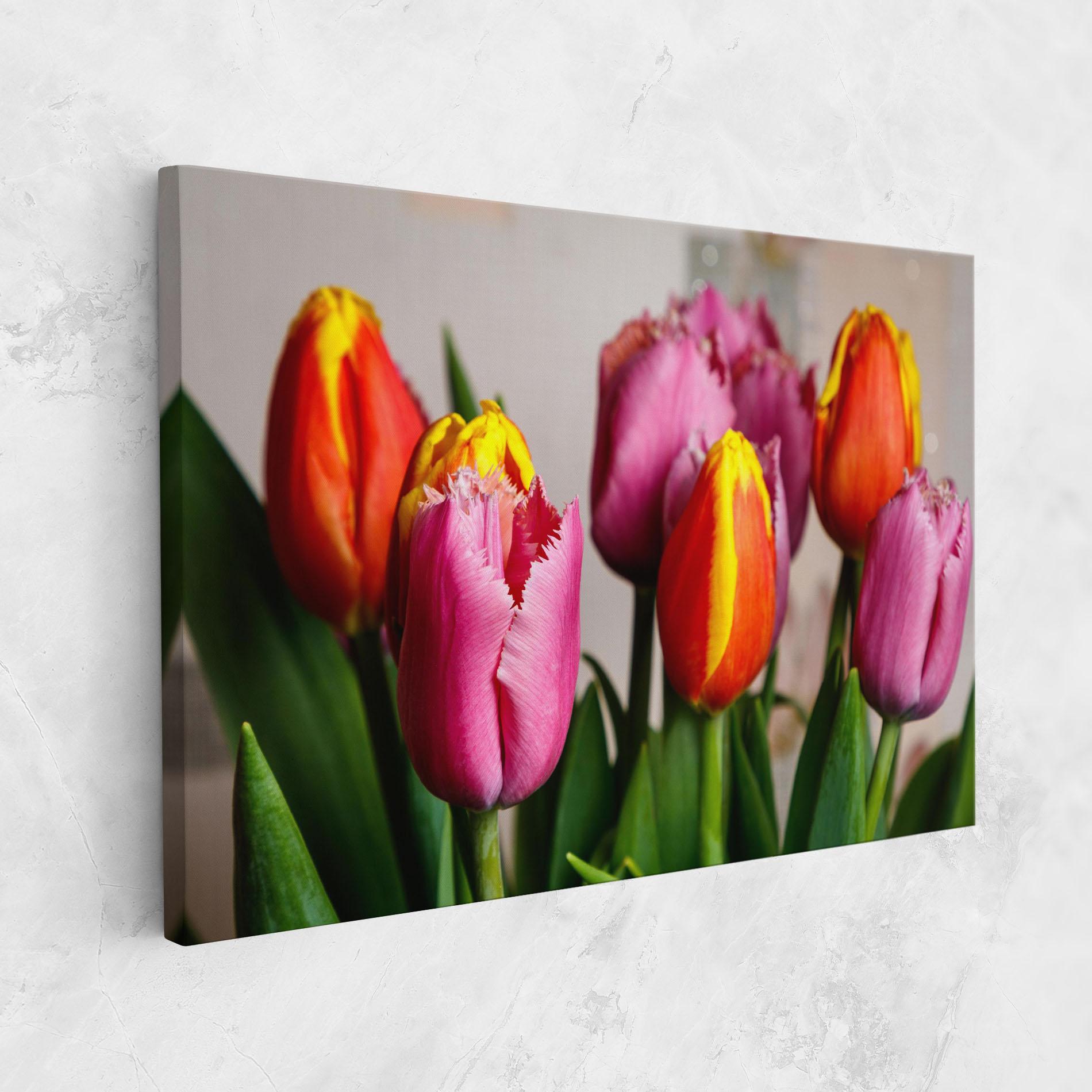 Leinwandbild Pink Orange Tulips mockup 1