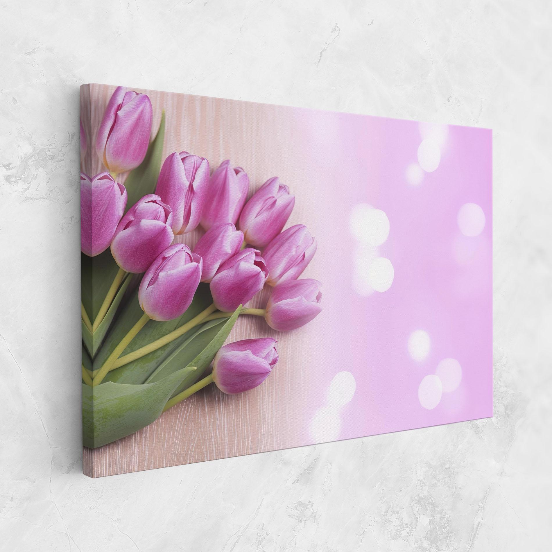 Leinwandbild Pink Tulip Flowers mockup 1