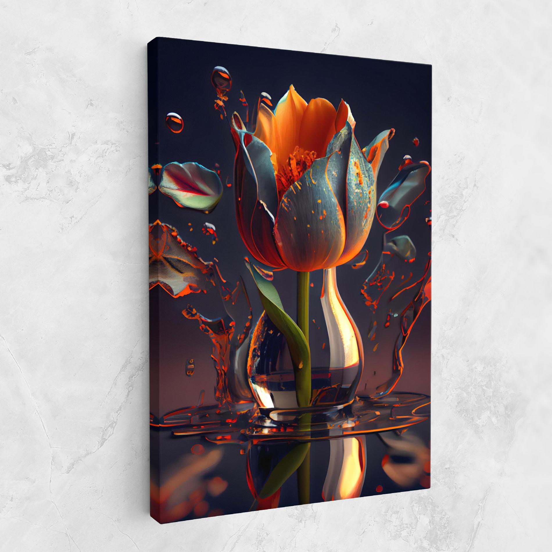 Leinwandbild Black Tulip In Vase mockup 1