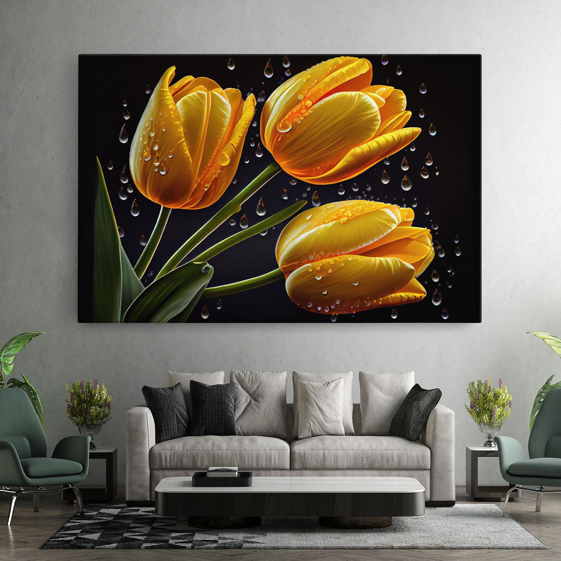 Leinwandbild 3 Yellow Tulips mockup 7