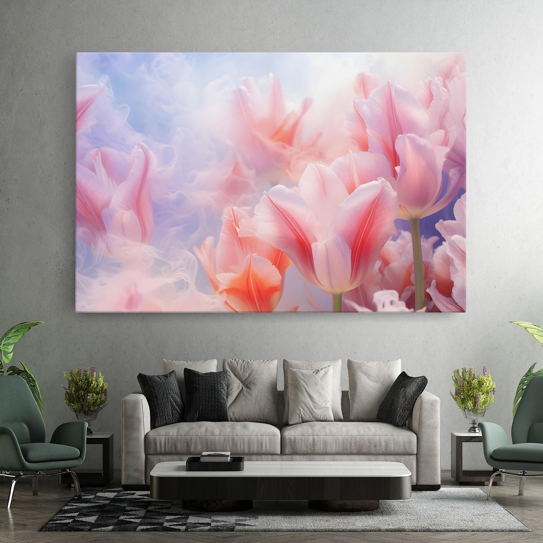Leinwandbild Dreamy Pink Tulips mockup 7