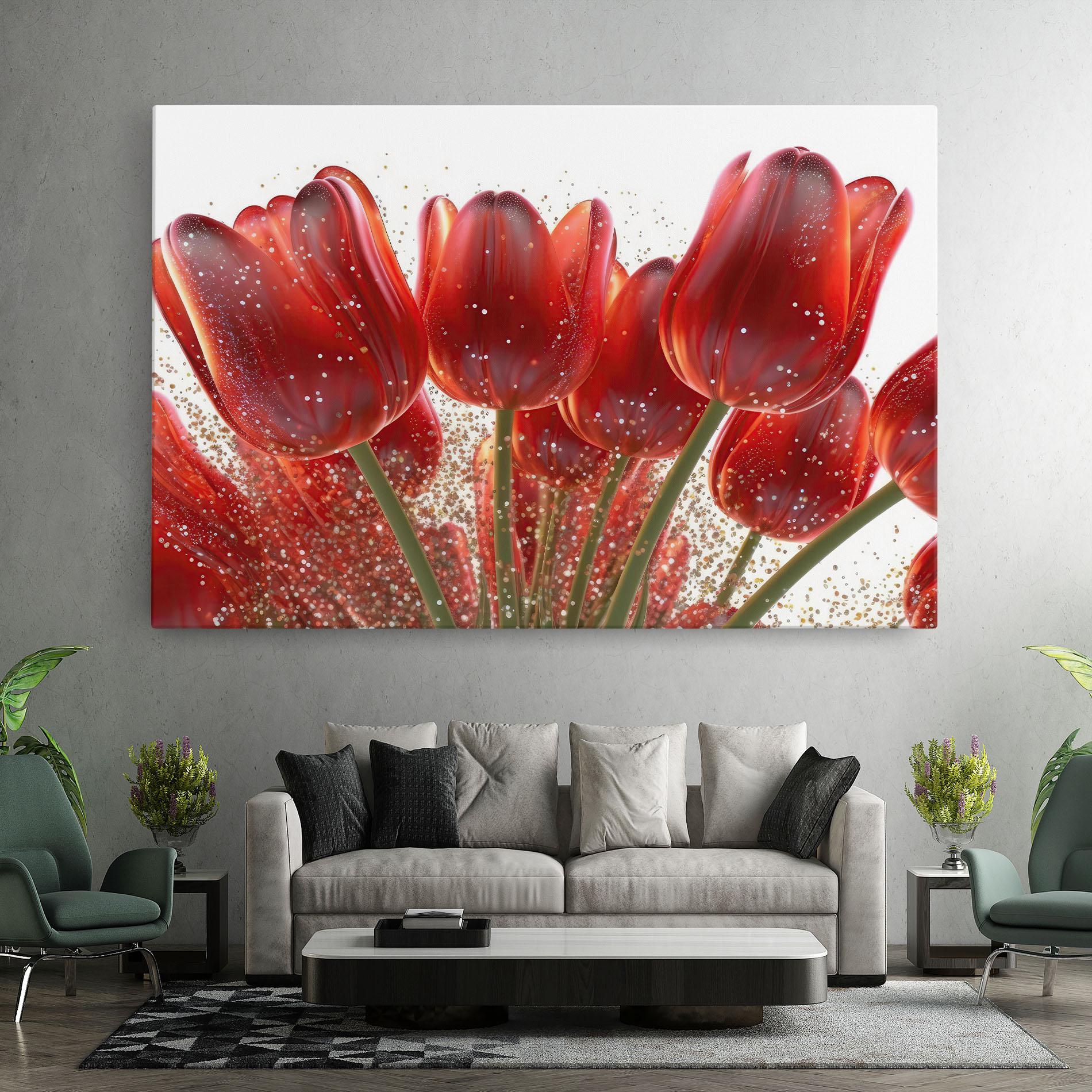 Leinwandbild Glitter Red Tulips mockup 7