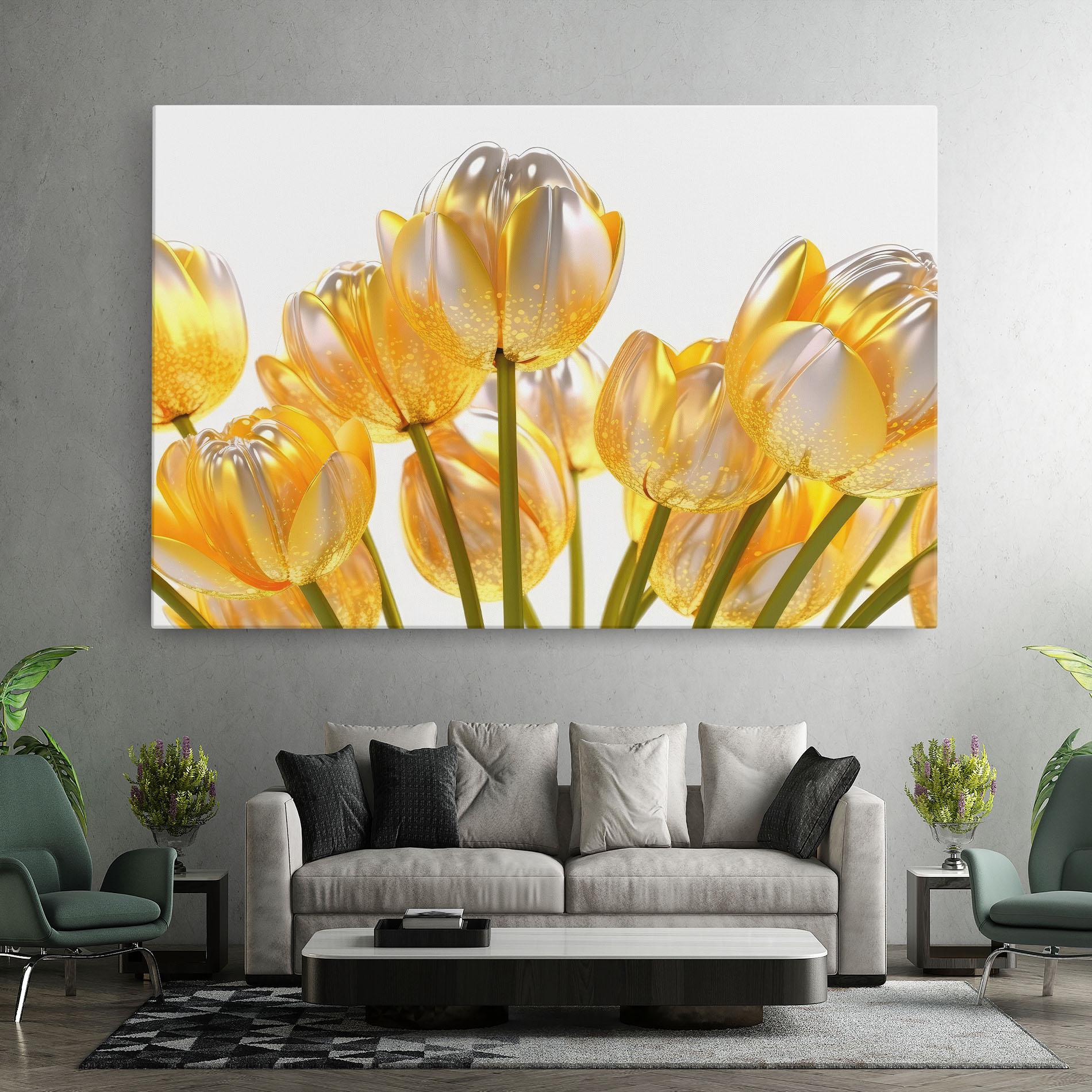 Leinwandbild Gold White Tulips mockup 7