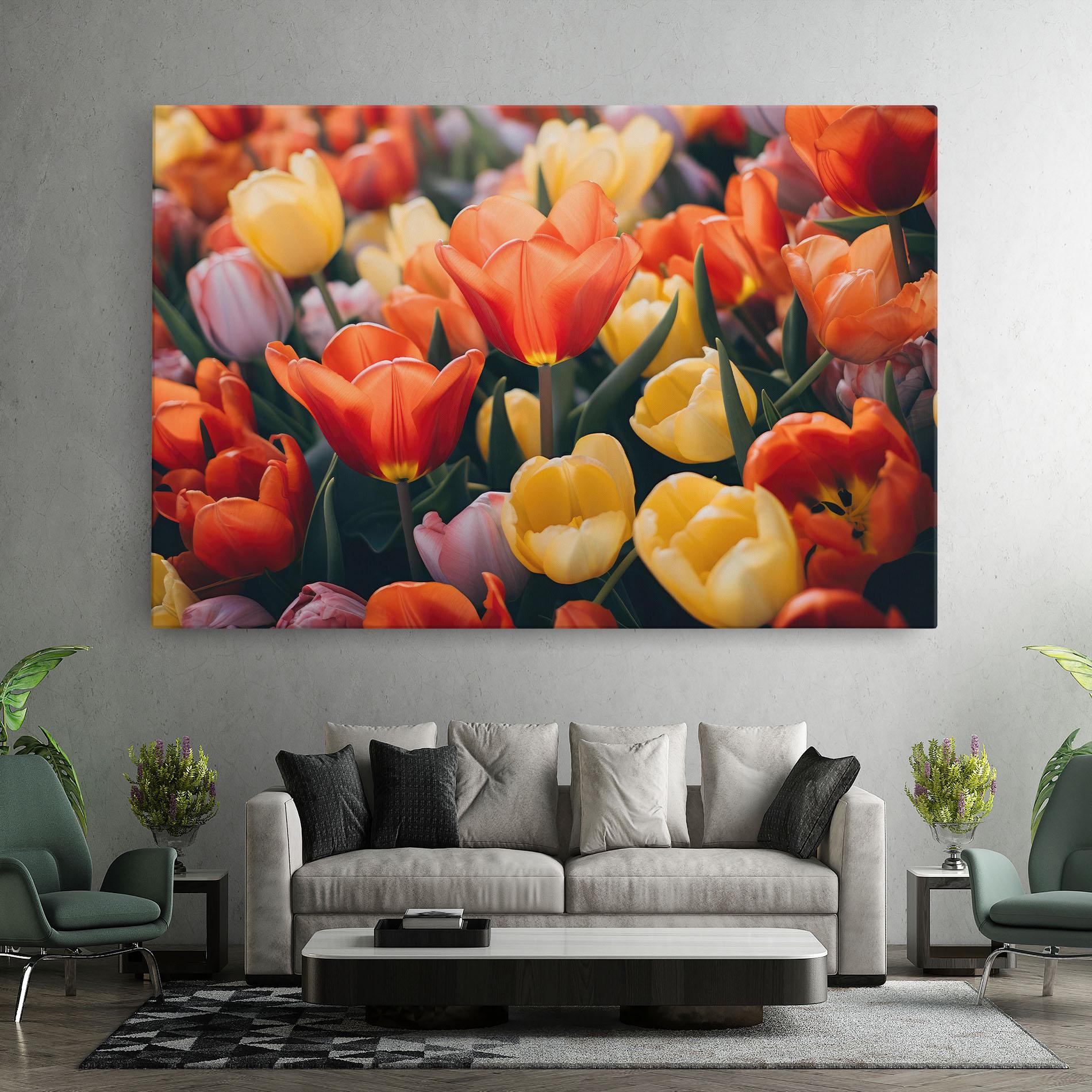 Leinwandbild Orange Yellow Tulips mockup 7