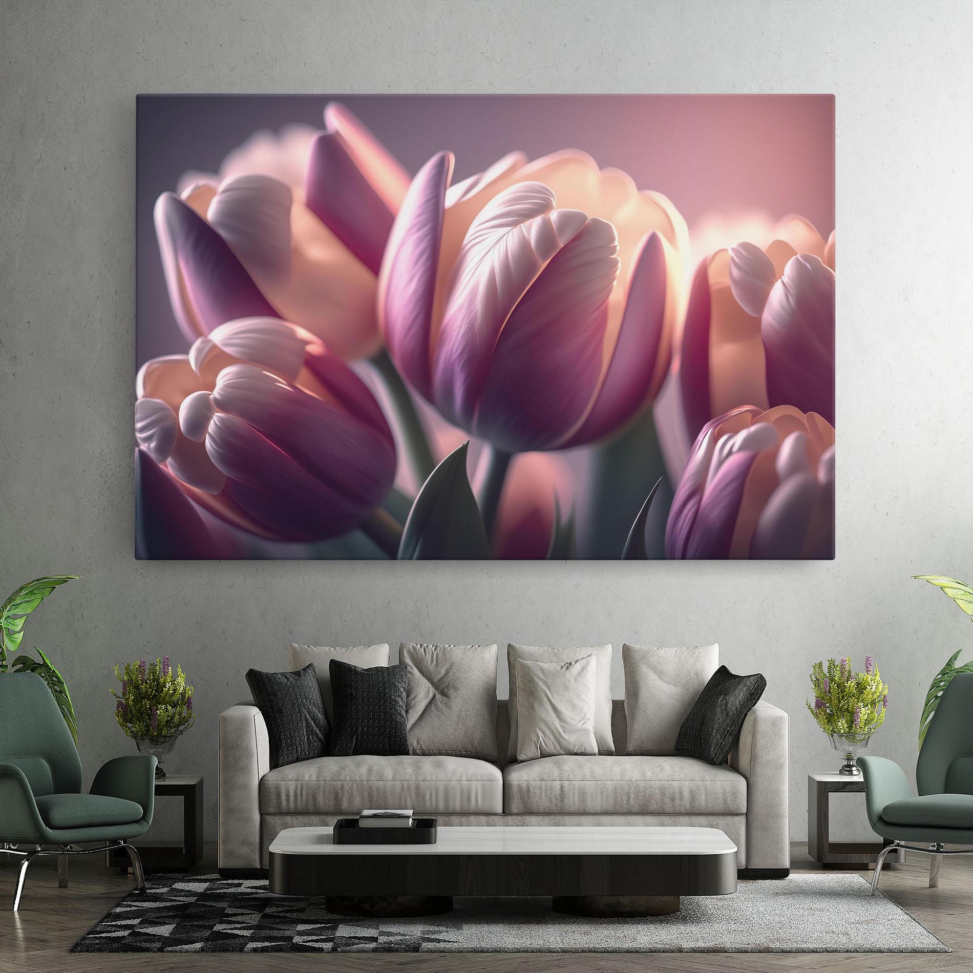 Leinwandbild Pastel Pink Tulips mockup 7