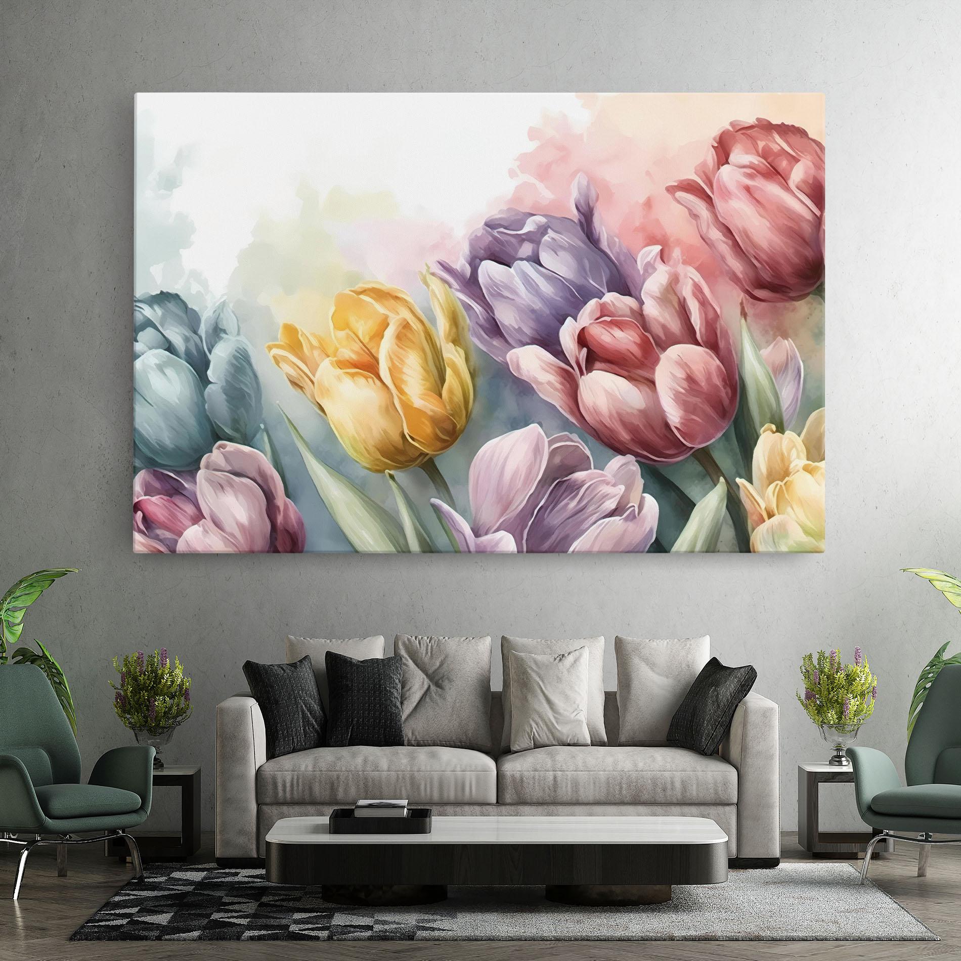 Leinwandbild Pastel Tulips mockup 7