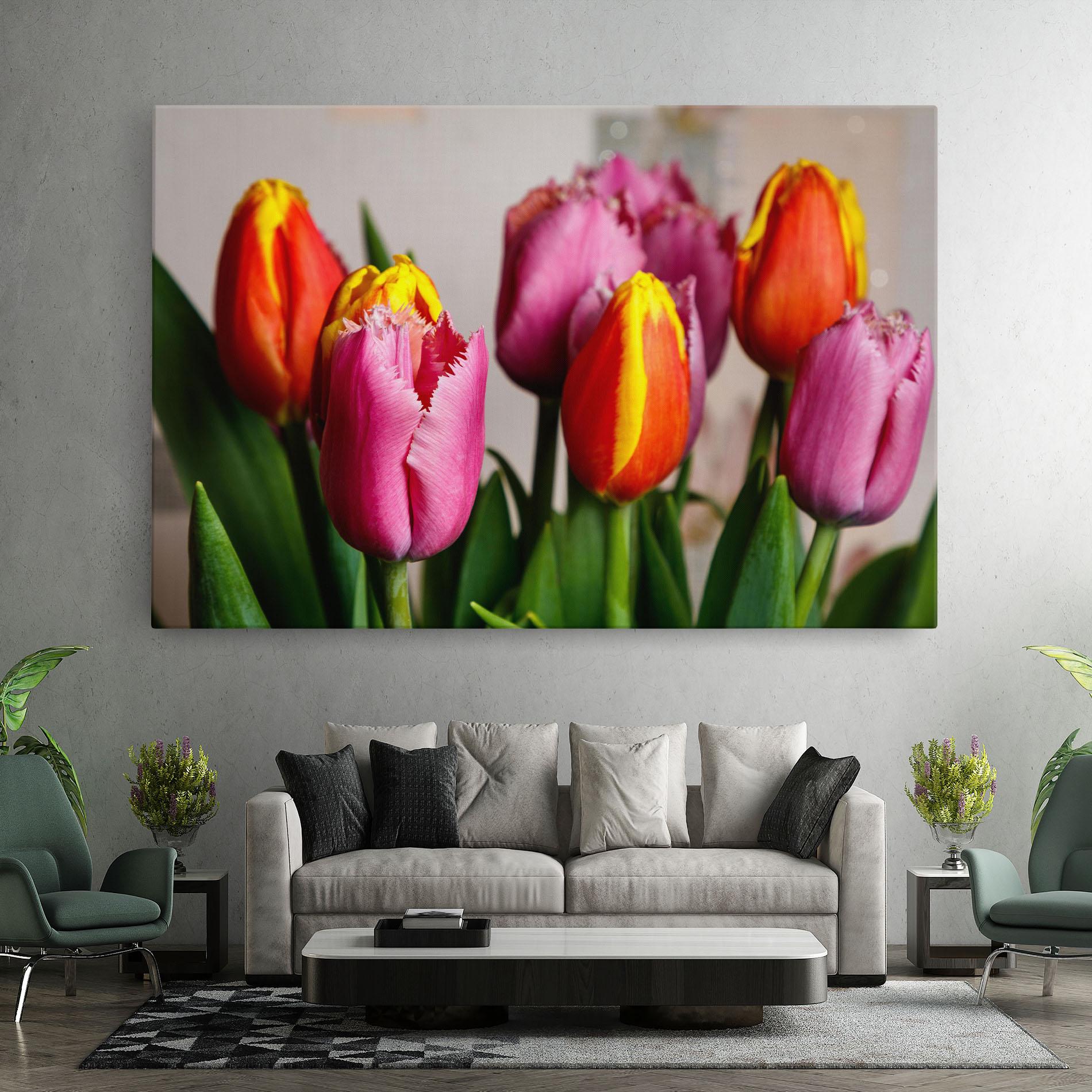 Leinwandbild Pink Orange Tulips mockup 7