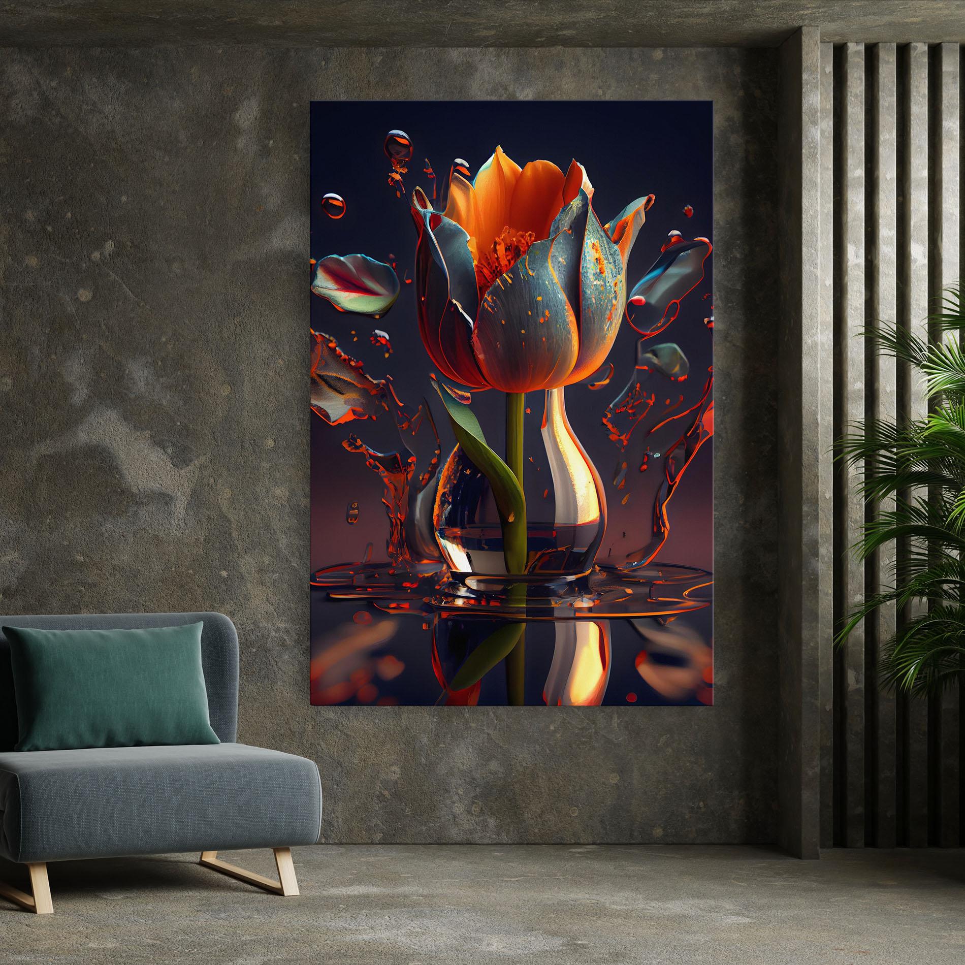 Leinwandbild Black Tulip In Vase mockup 7
