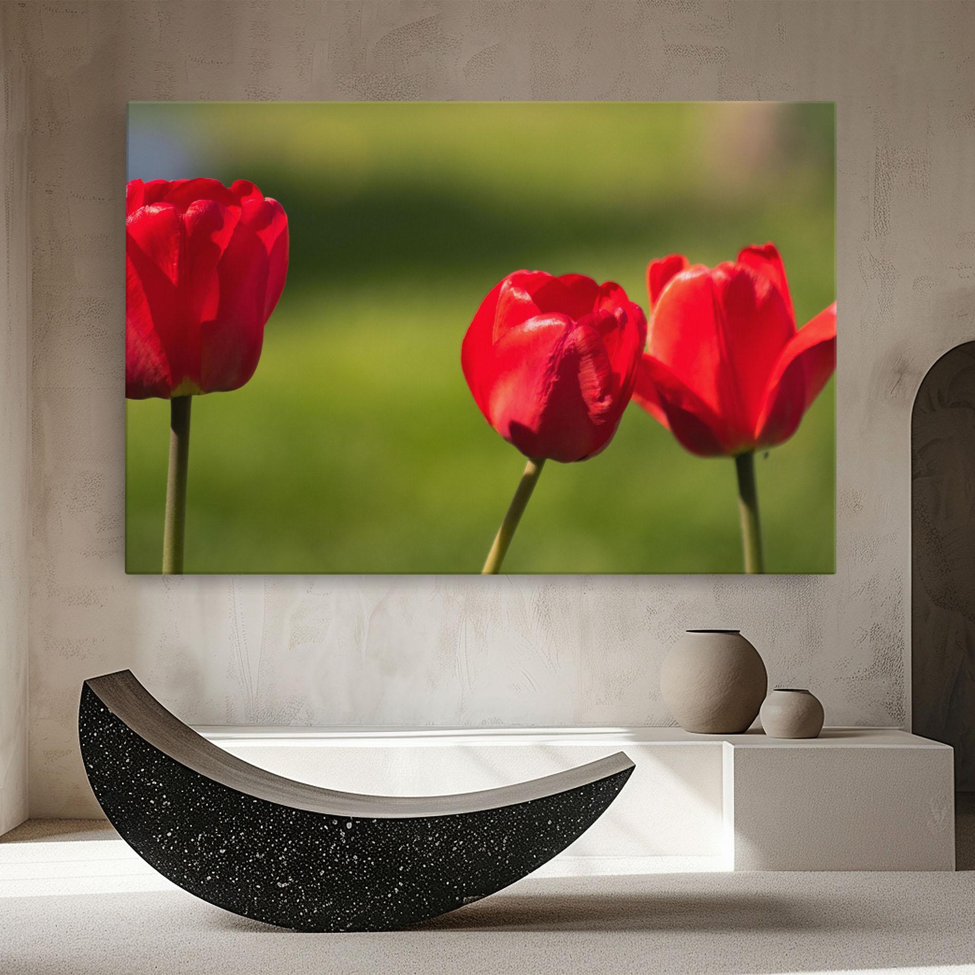 Leinwandbild 3 Red Tulips mockup 8