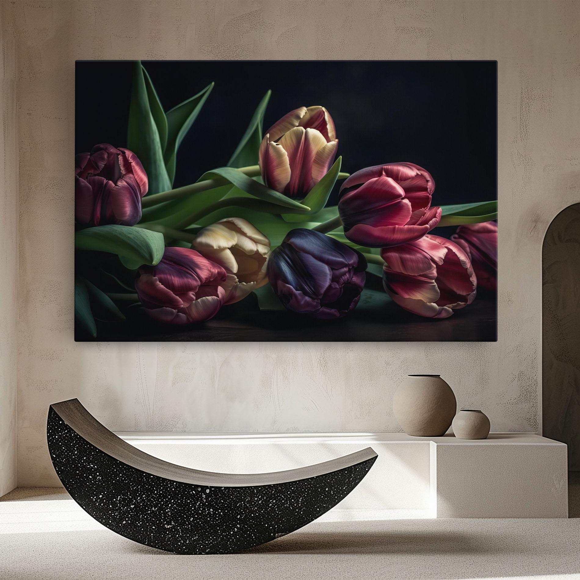 Leinwandbild Dark Purple Tulip mockup 8