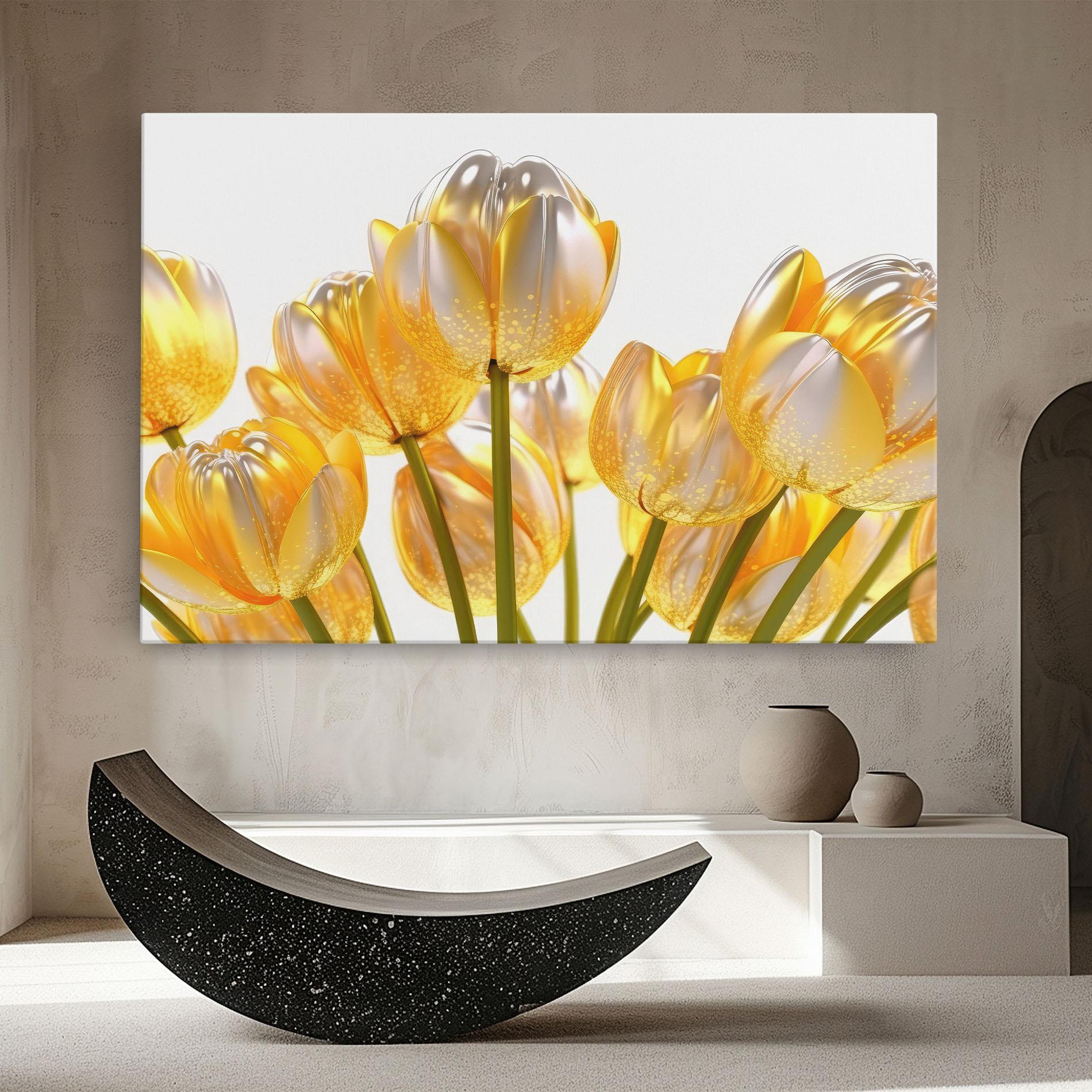 Leinwandbild Gold White Tulips mockup 8