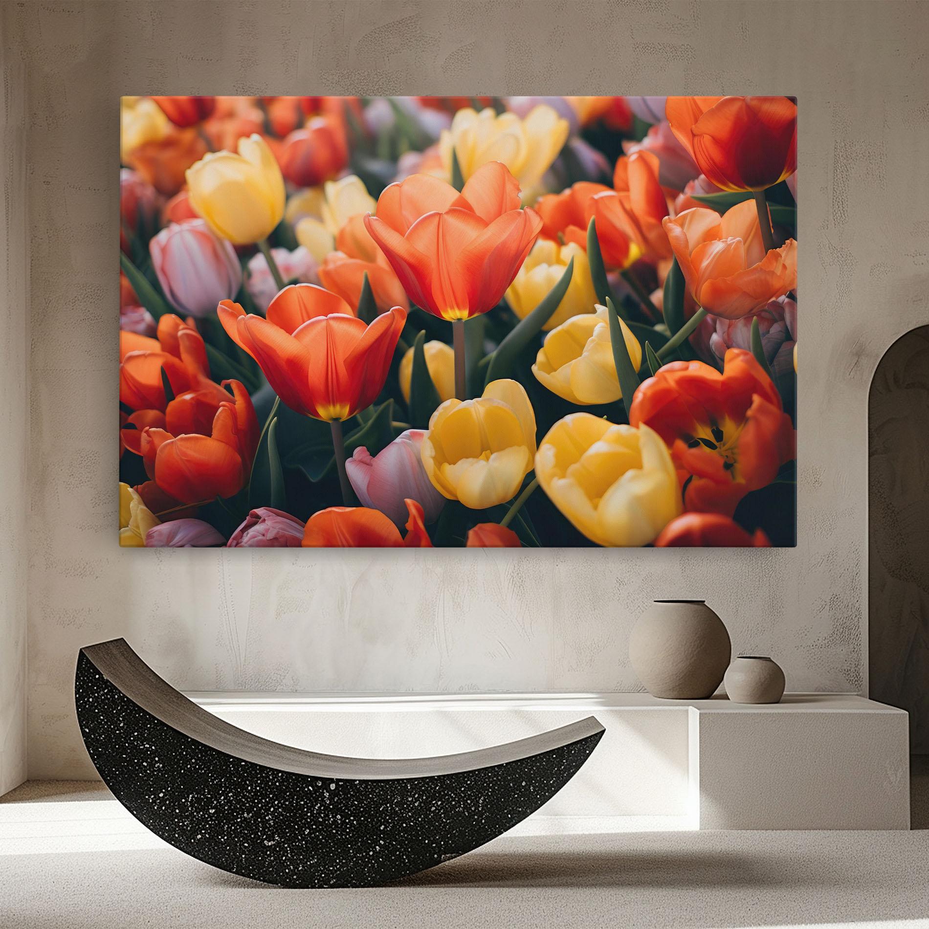 Leinwandbild Orange Yellow Tulips mockup 8