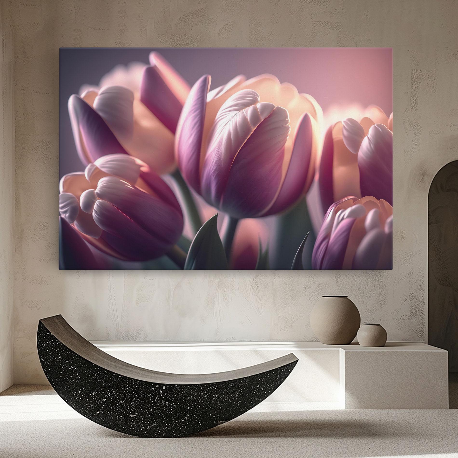 Leinwandbild Pastel Pink Tulips mockup 8