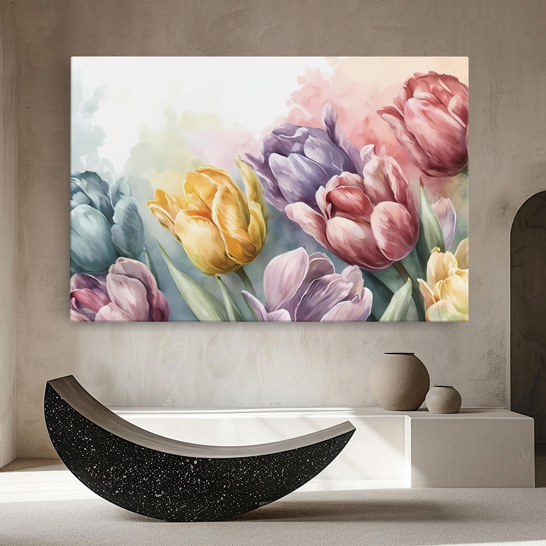 Leinwandbild Pastel Tulips mockup 8
