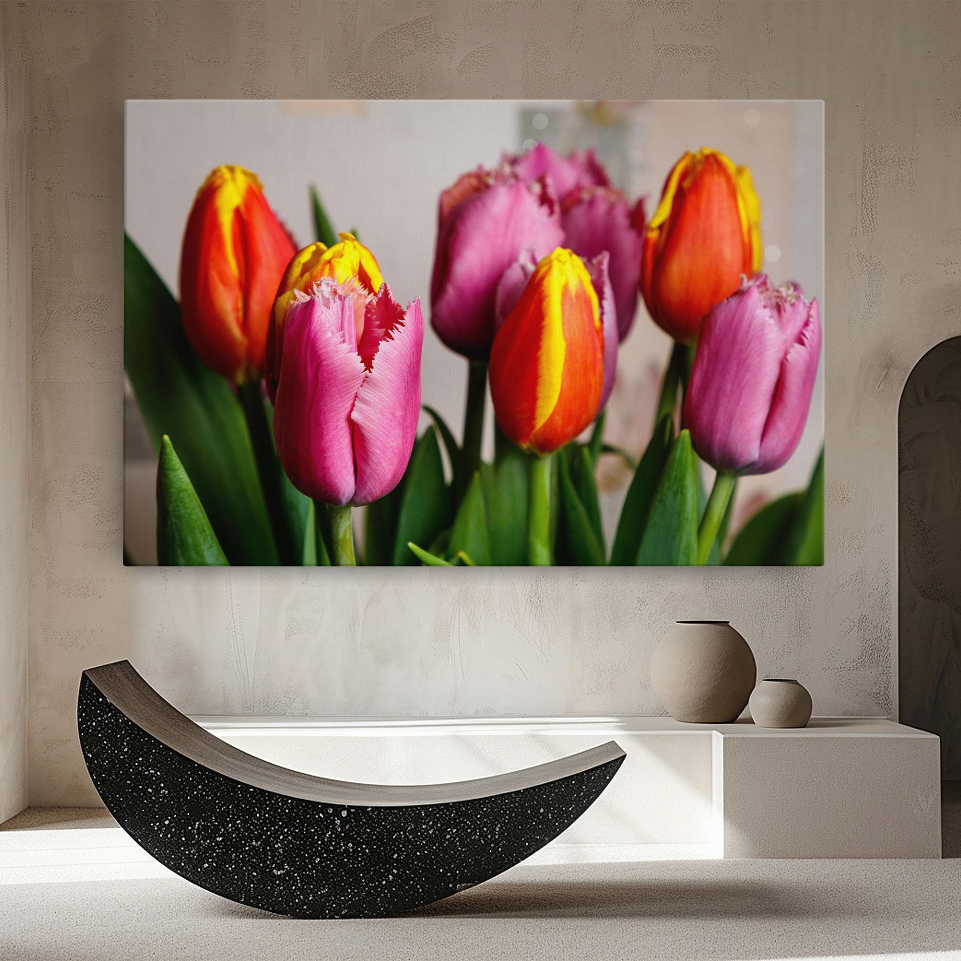 Leinwandbild Pink Orange Tulips mockup 8