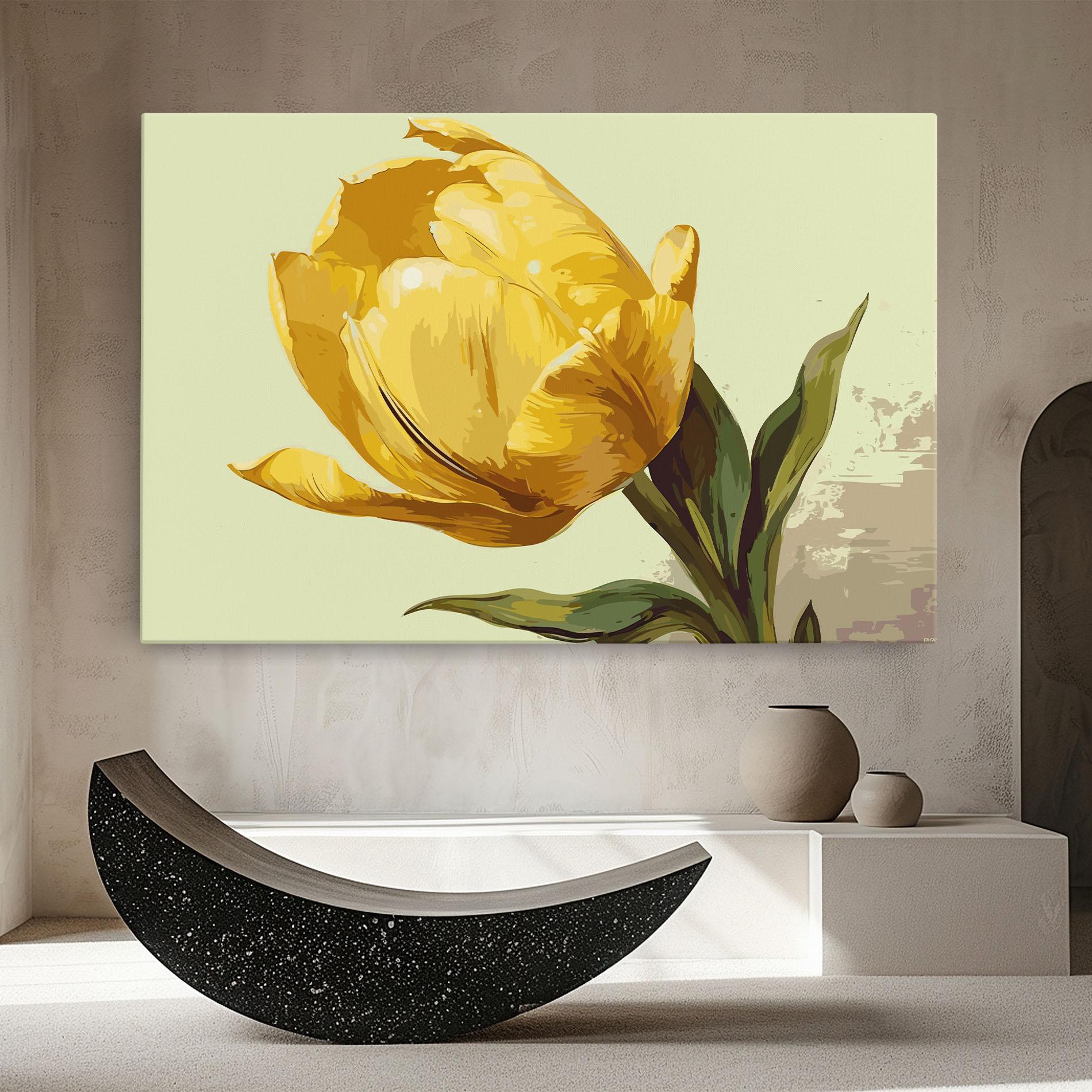 Leinwandbild Yellow Shiny Tulip mockup 8