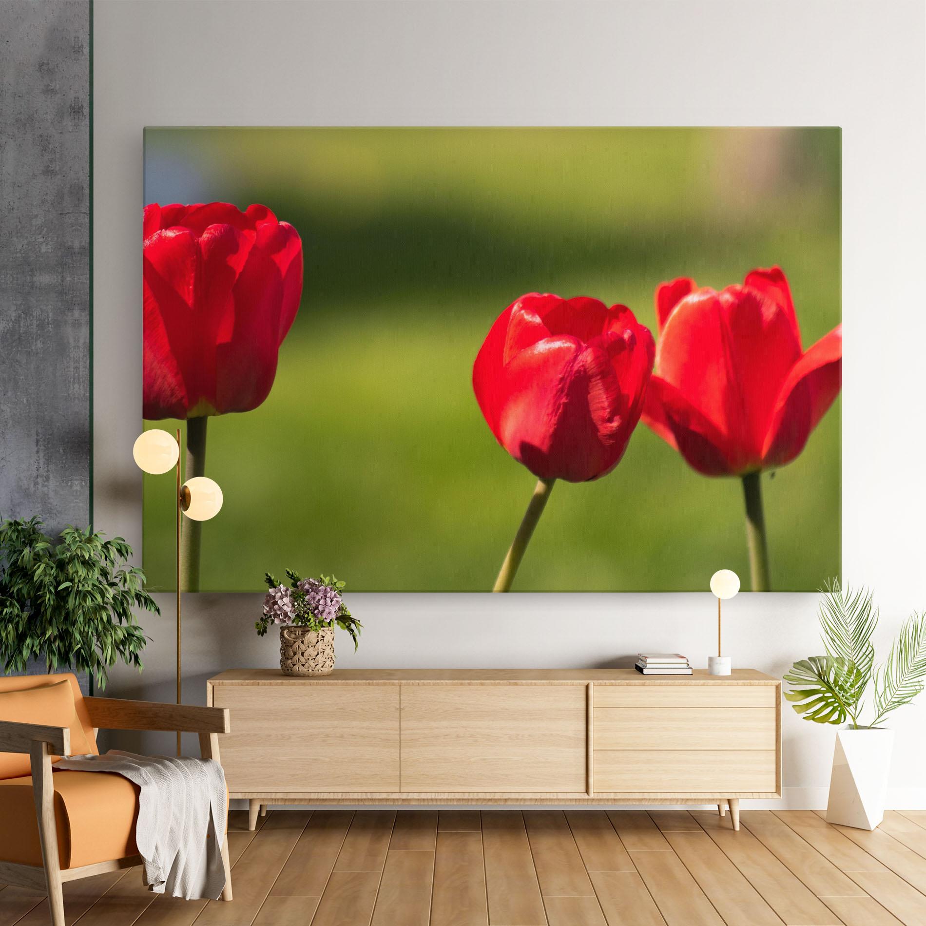 Leinwandbild 3 Red Tulips mockup 9