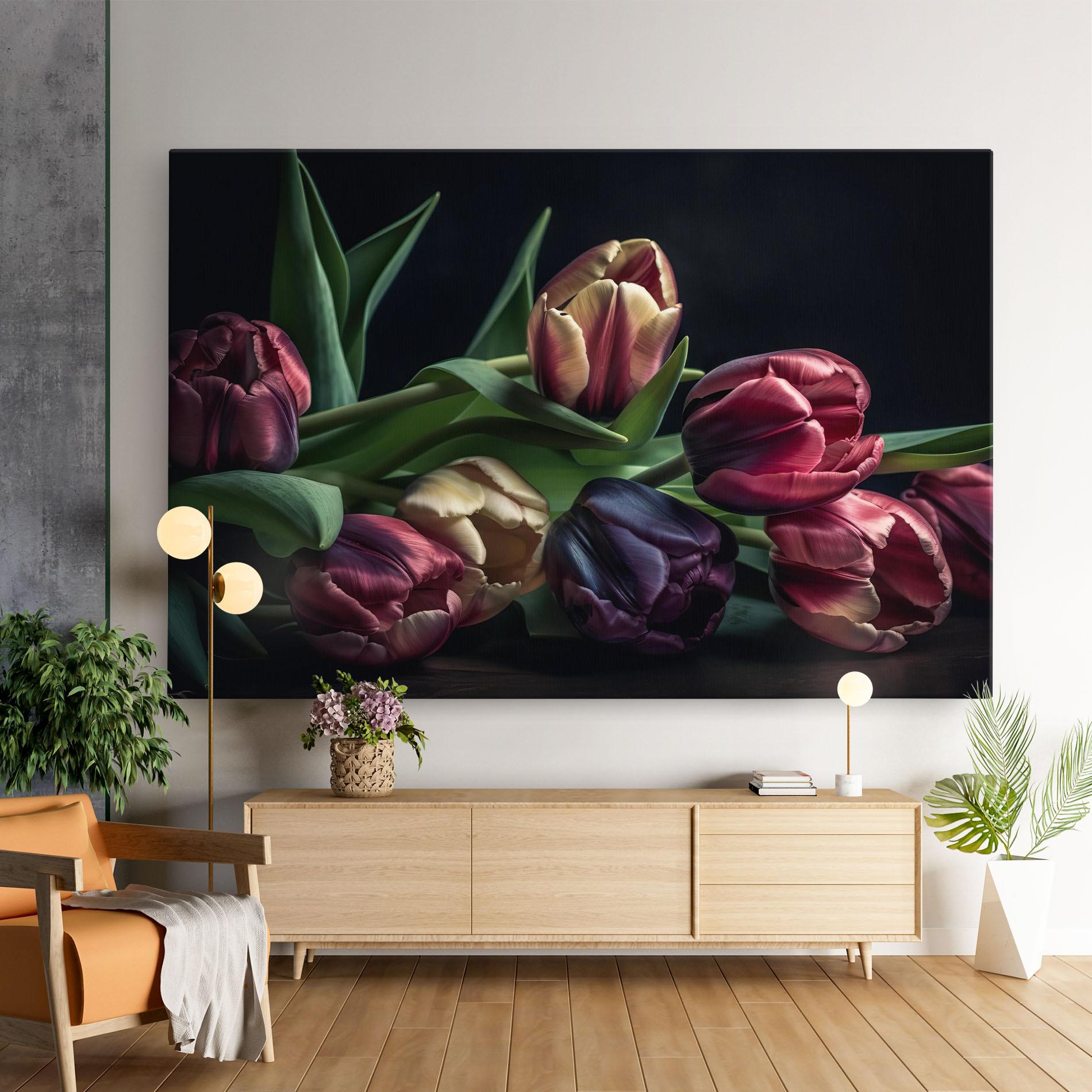 Leinwandbild Dark Purple Tulip mockup 9