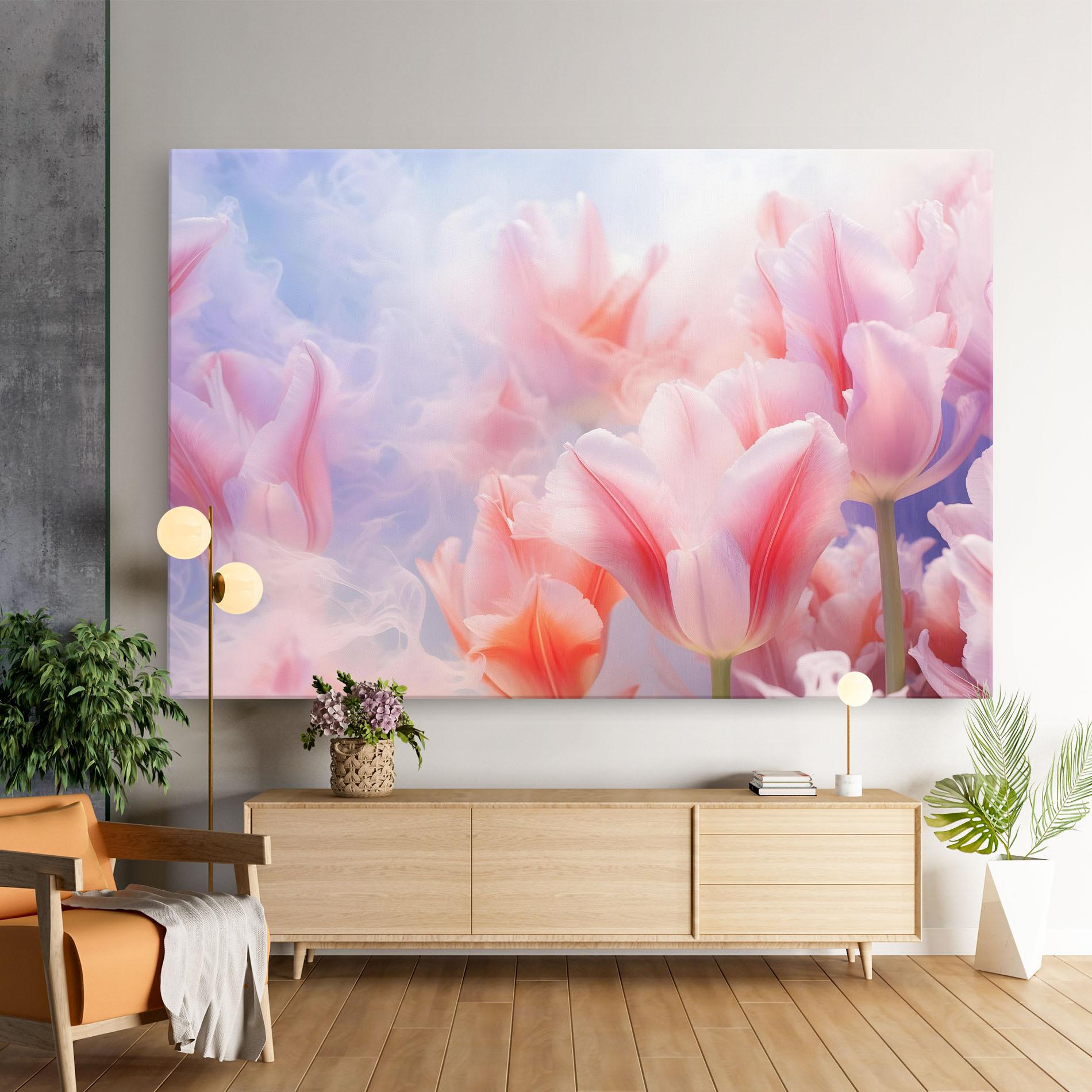 Leinwandbild Dreamy Pink Tulips mockup 9