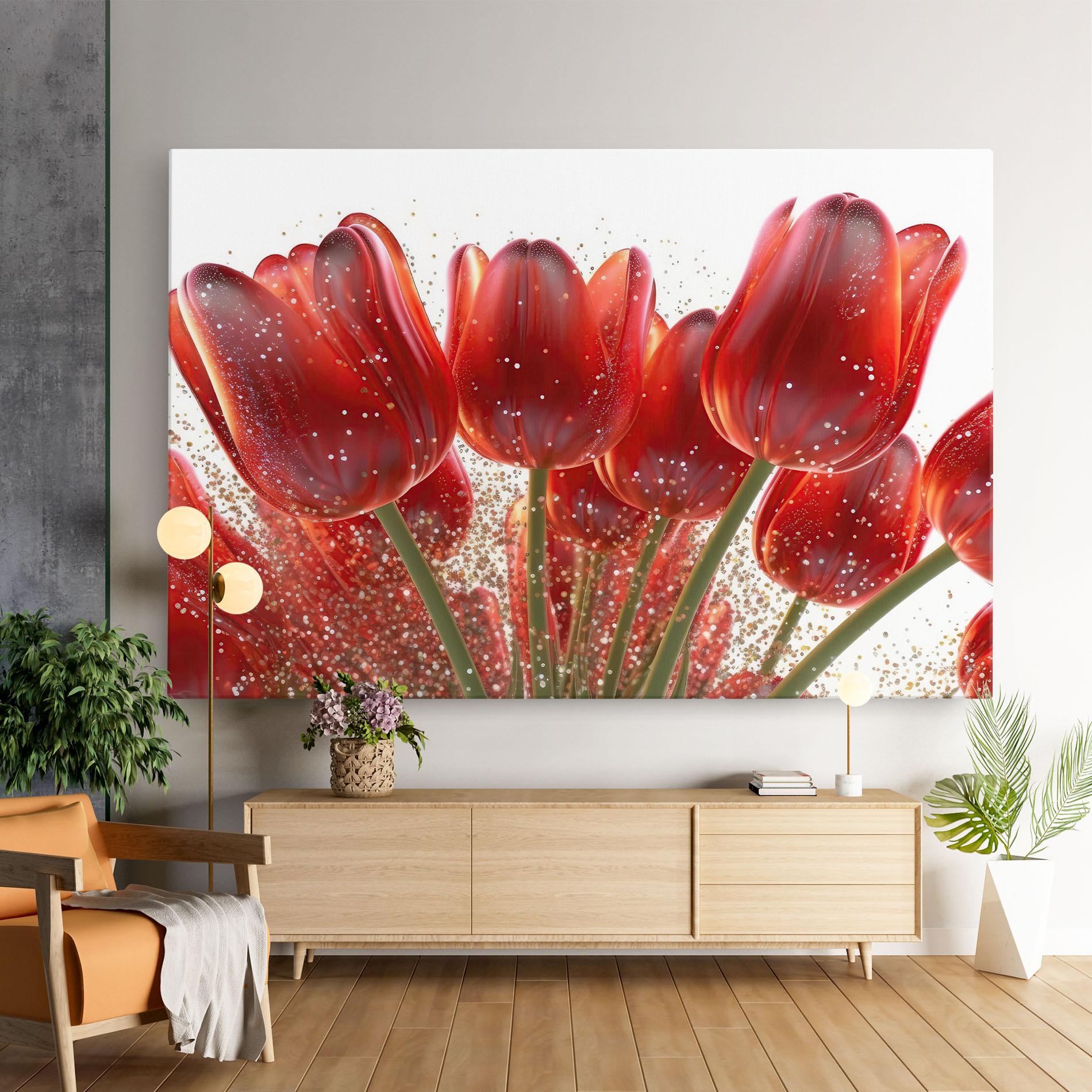 Leinwandbild Glitter Red Tulips mockup 9