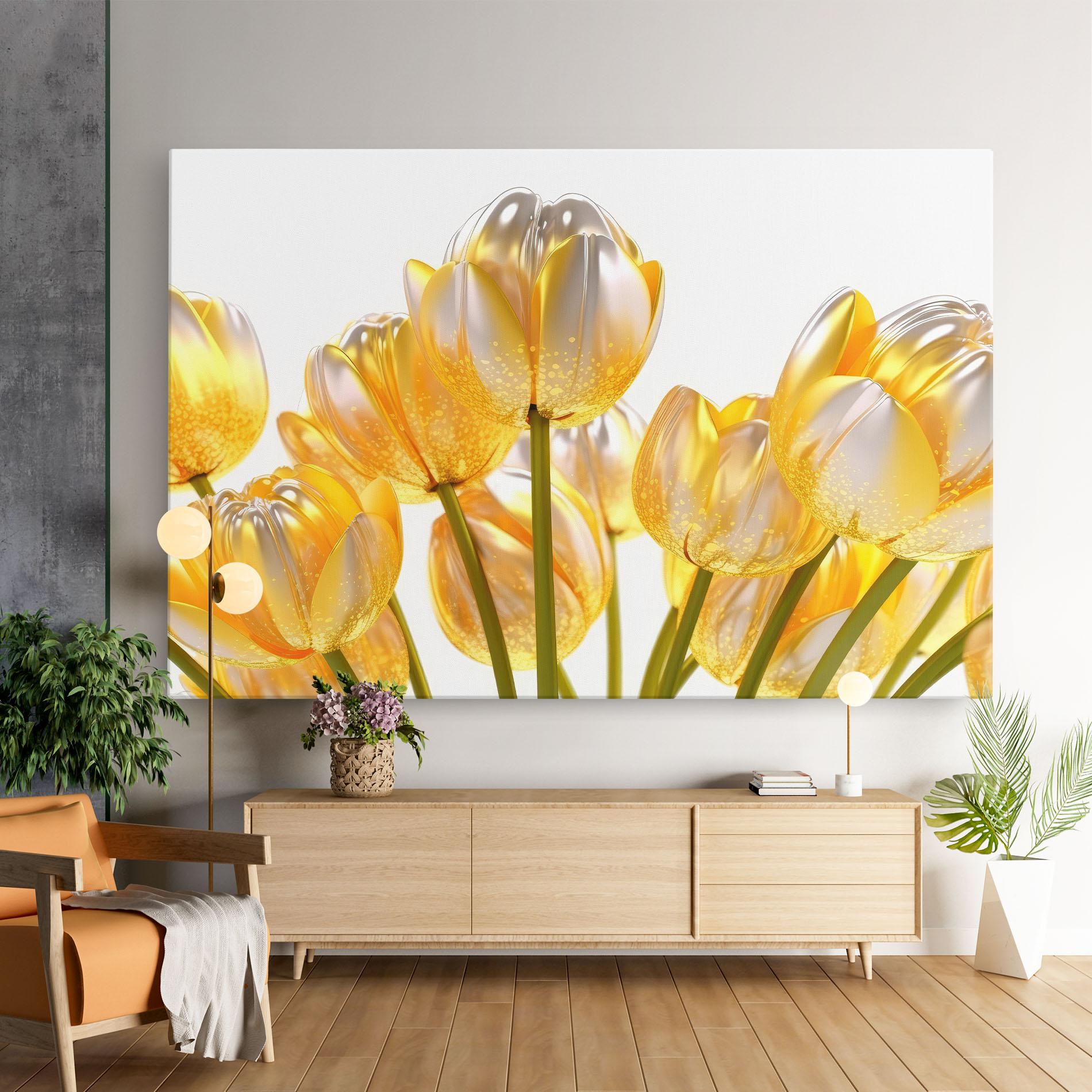 Leinwandbild Gold White Tulips mockup 9