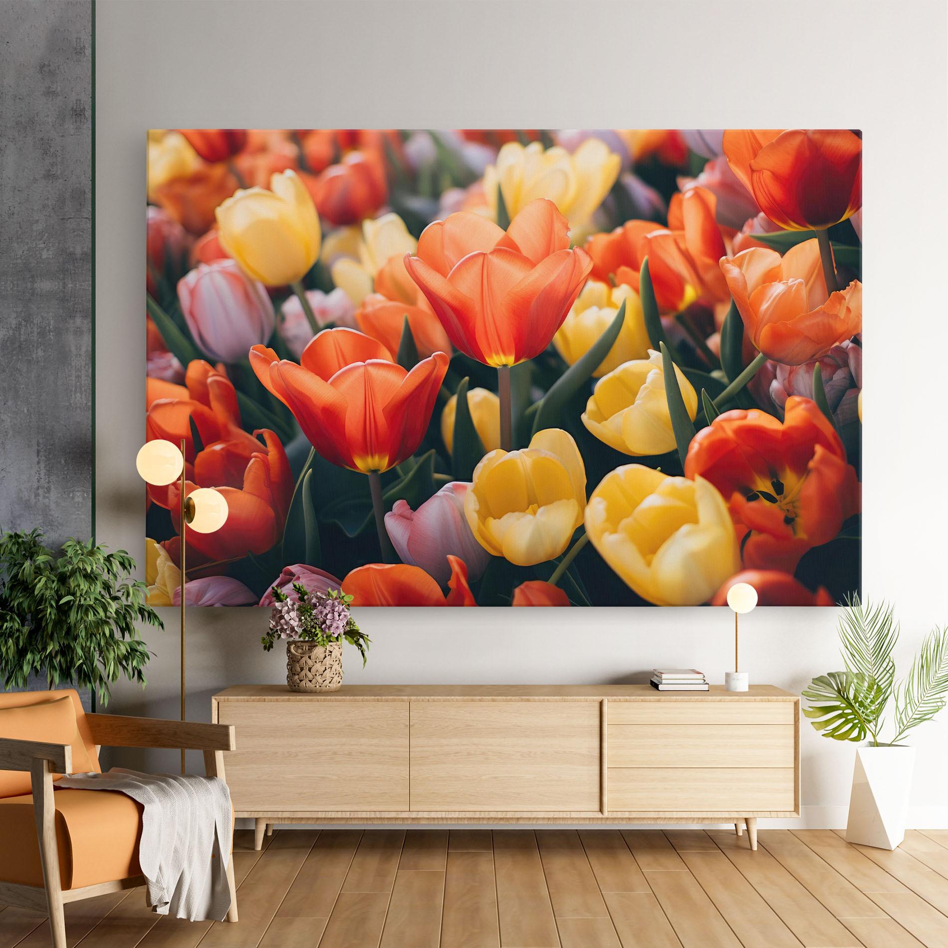 Leinwandbild Orange Yellow Tulips mockup 9