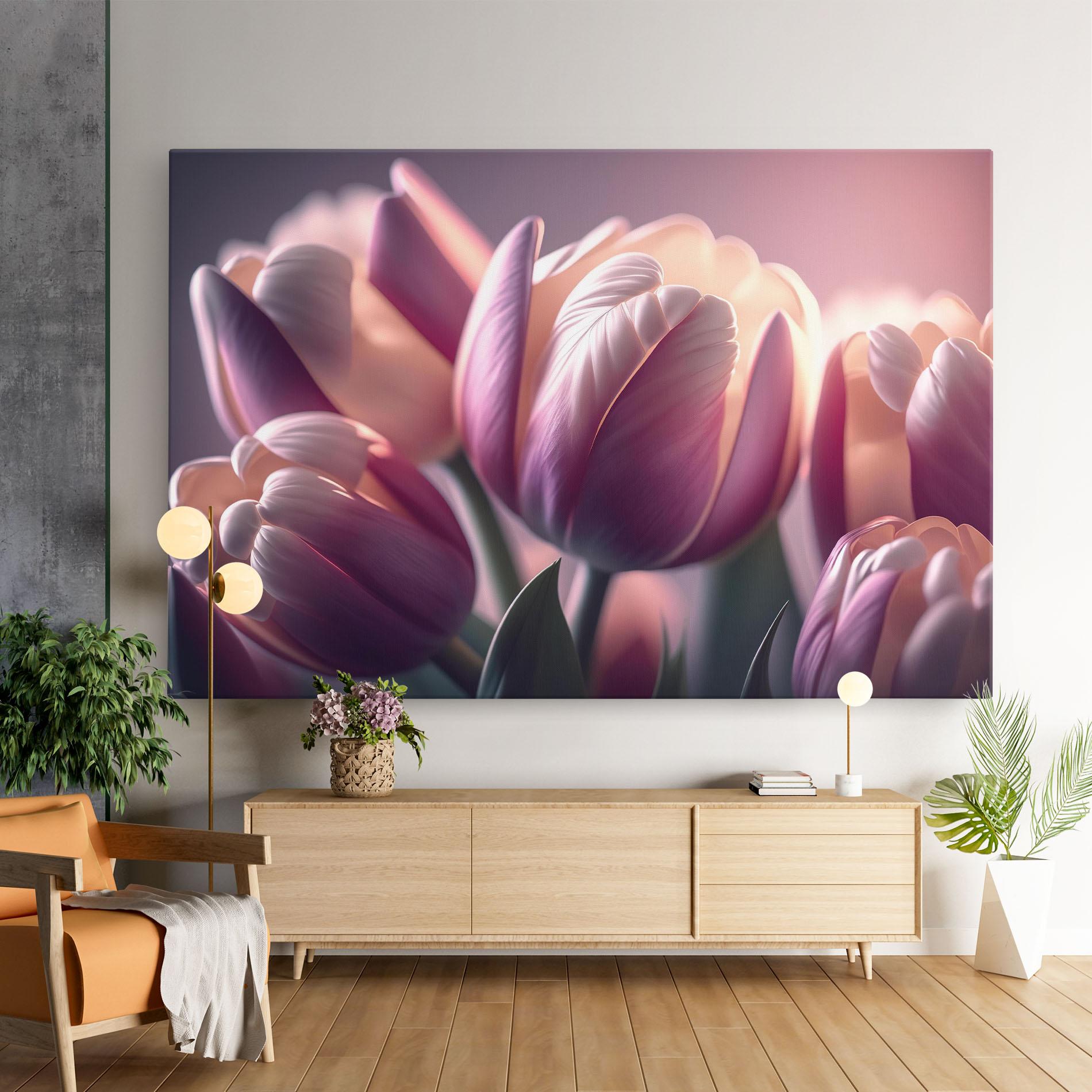 Leinwandbild Pastel Pink Tulips mockup 9