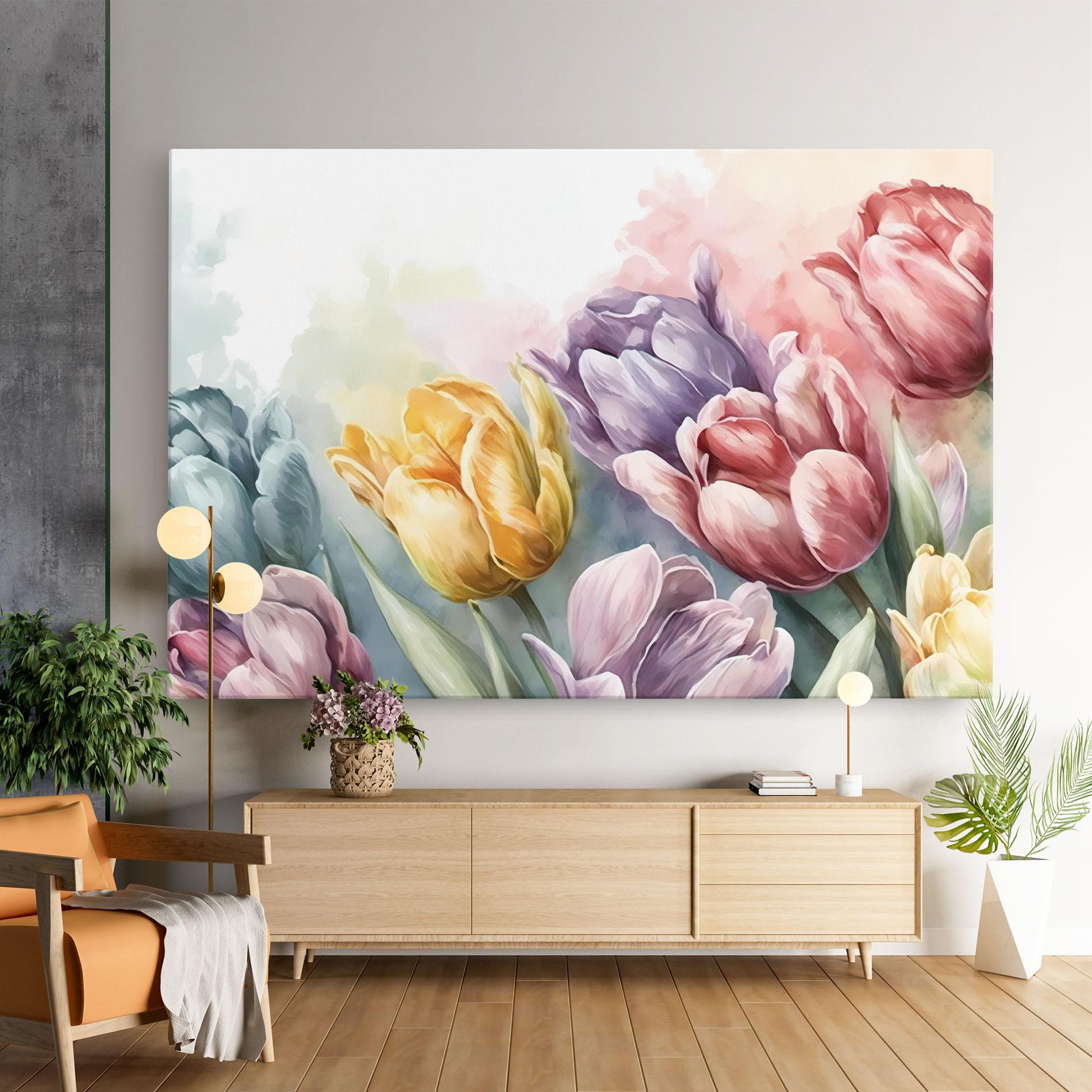 Leinwandbild Pastel Tulips mockup 9