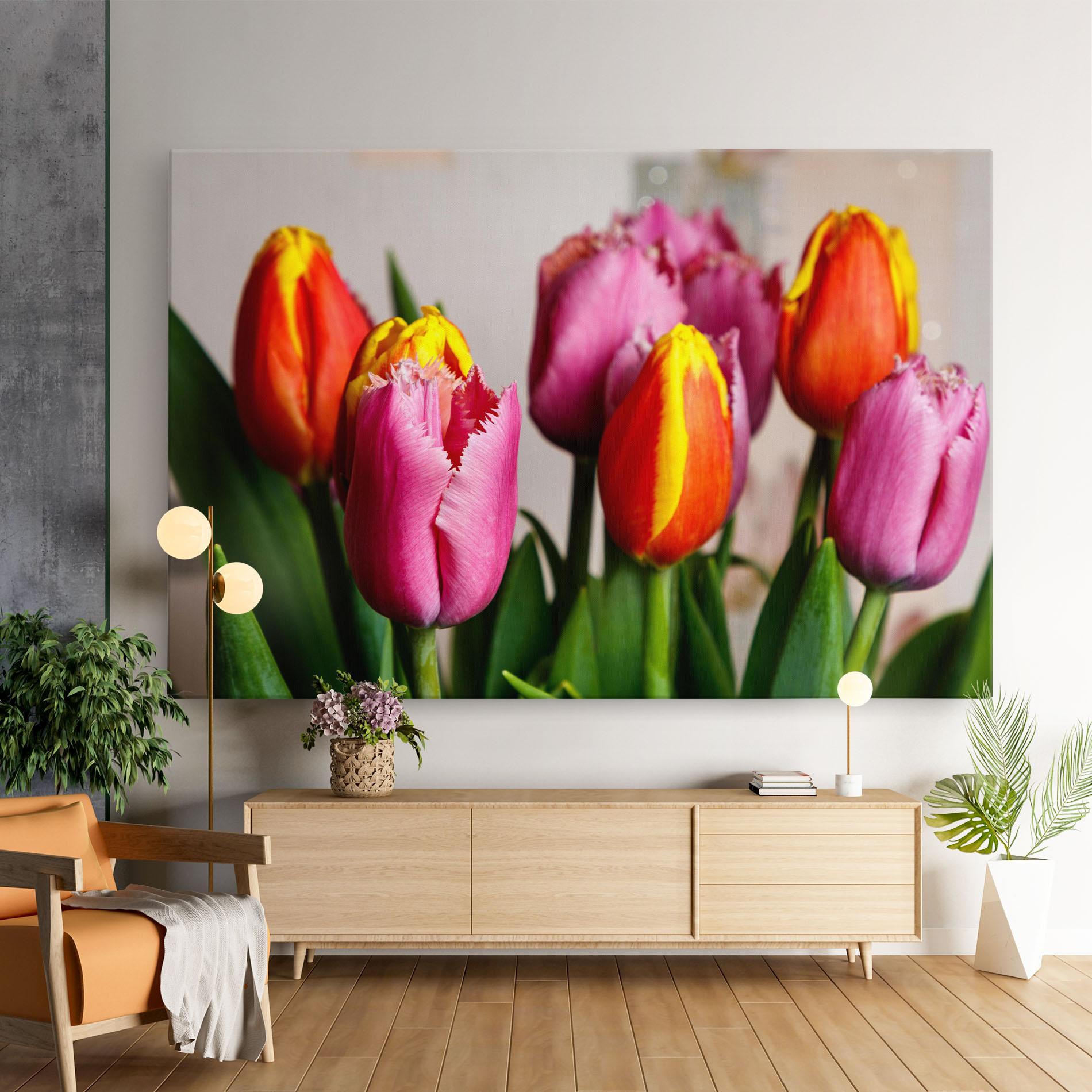 Leinwandbild Pink Orange Tulips mockup 9