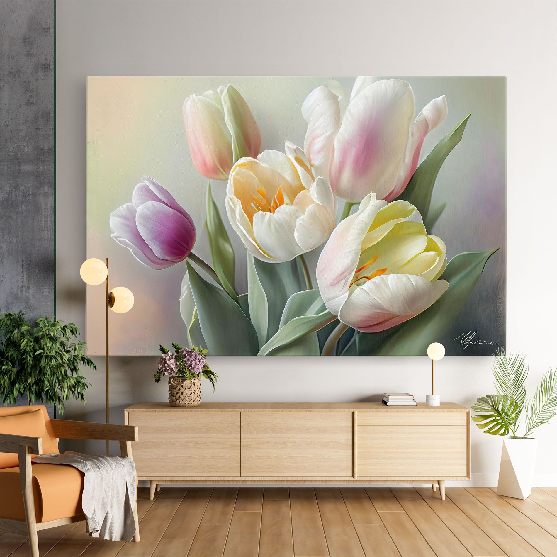 White Tulips Painting mockup 9
