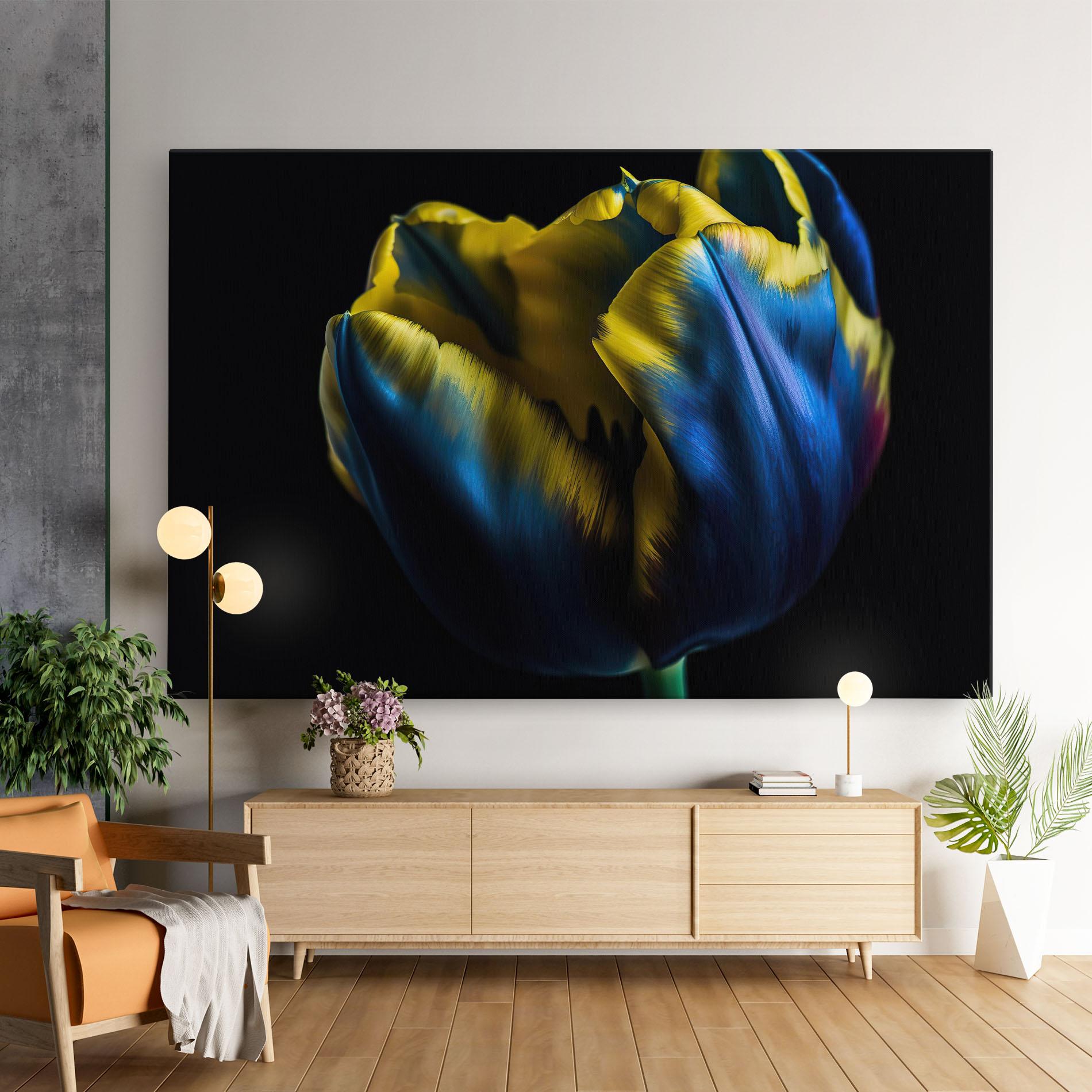 Leinwandbild Yellow Blue Tulip mockup 9
