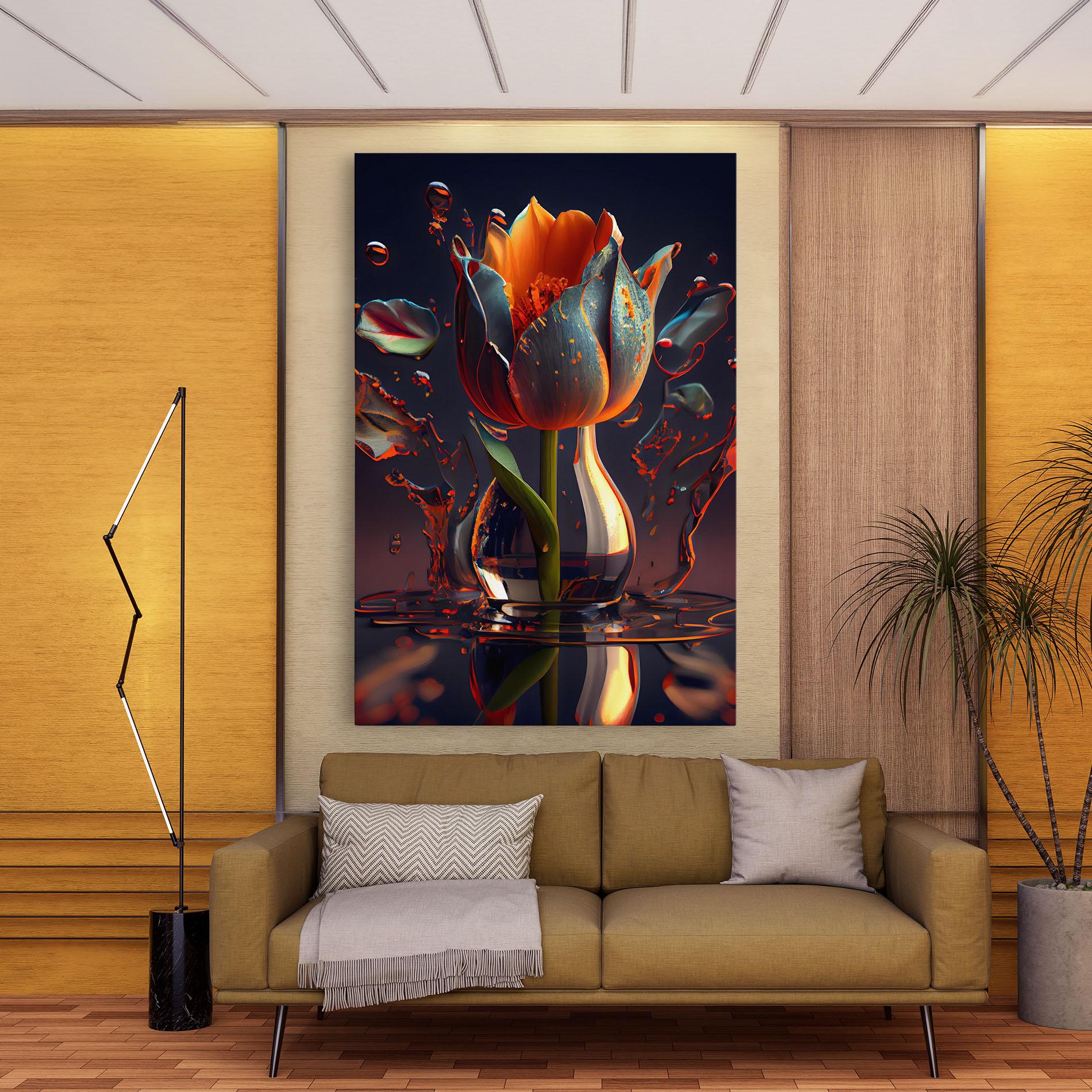 Leinwandbild Black Tulip In Vase mockup 9