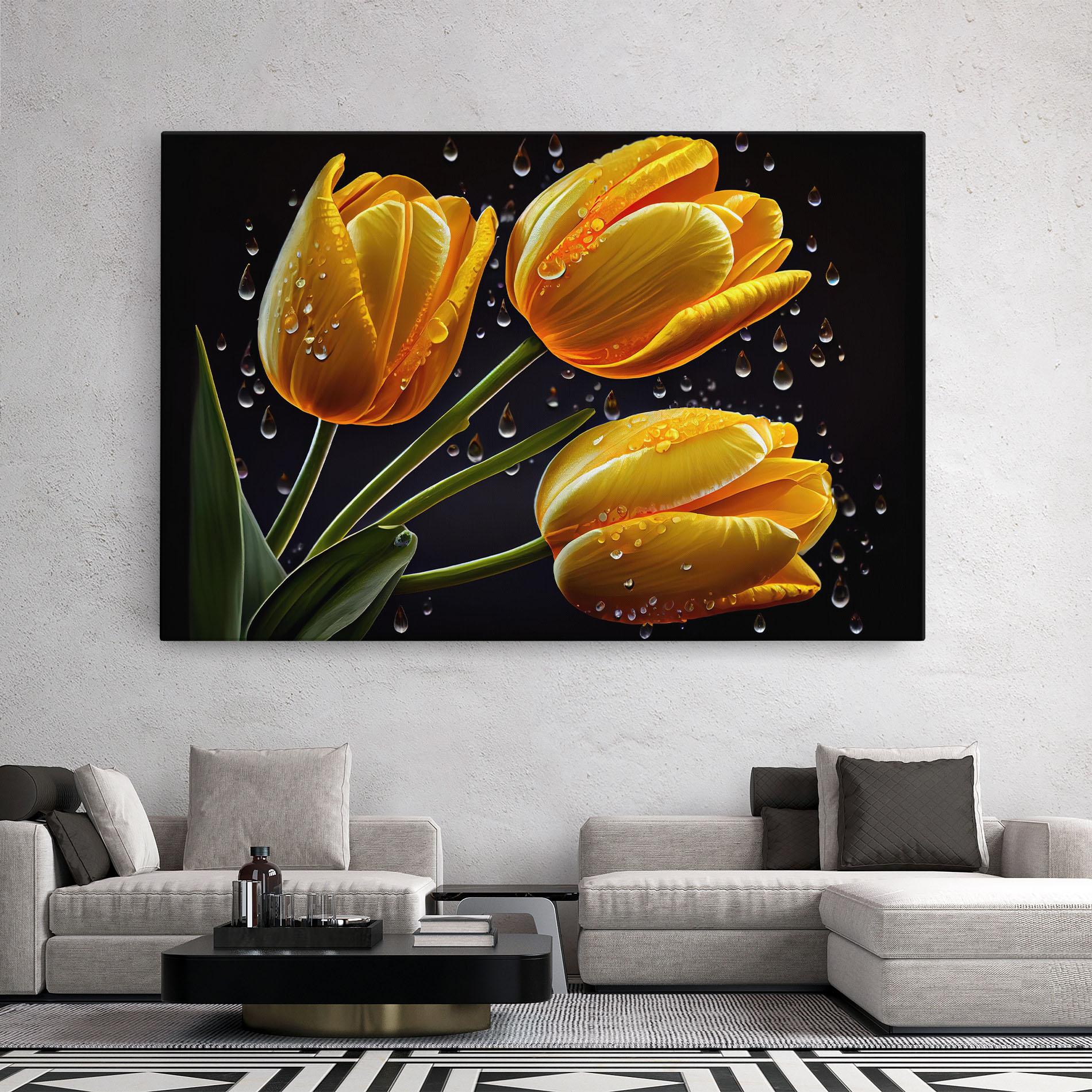 Leinwandbild 3 Yellow Tulips mockup 2