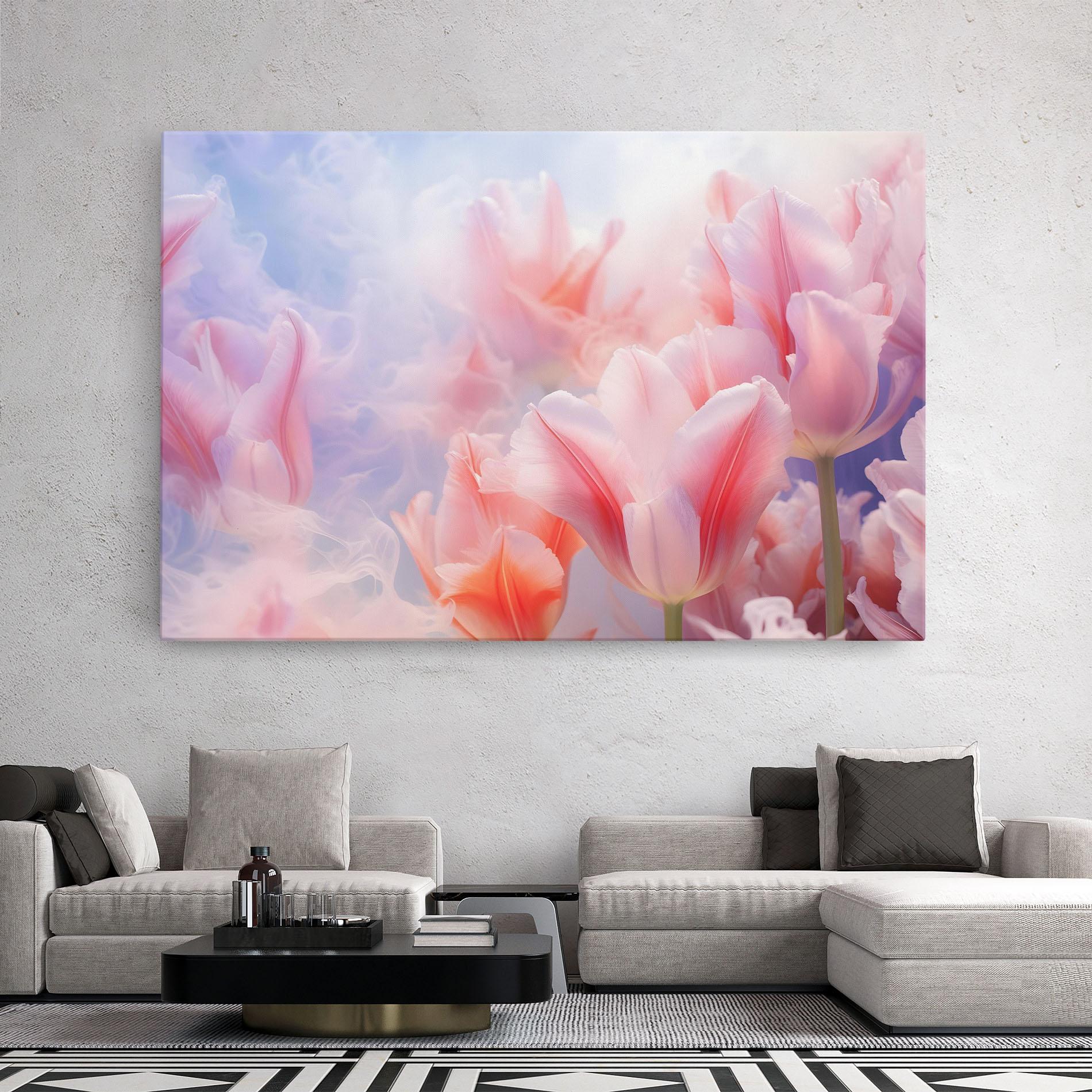 Leinwandbild Dreamy Pink Tulips mockup 2