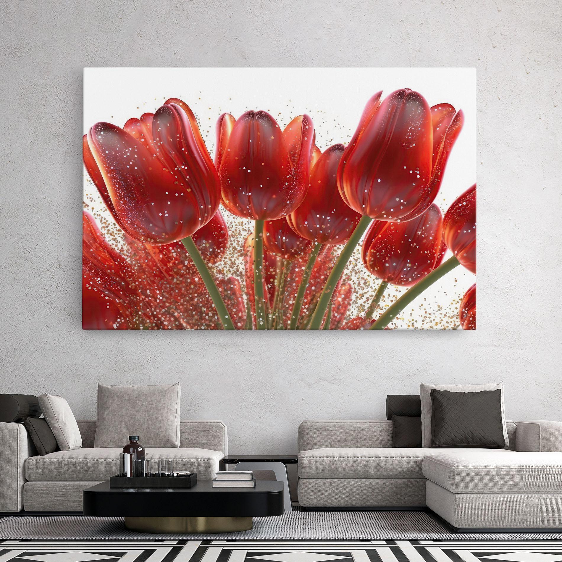 Leinwandbild Glitter Red Tulips mockup 2