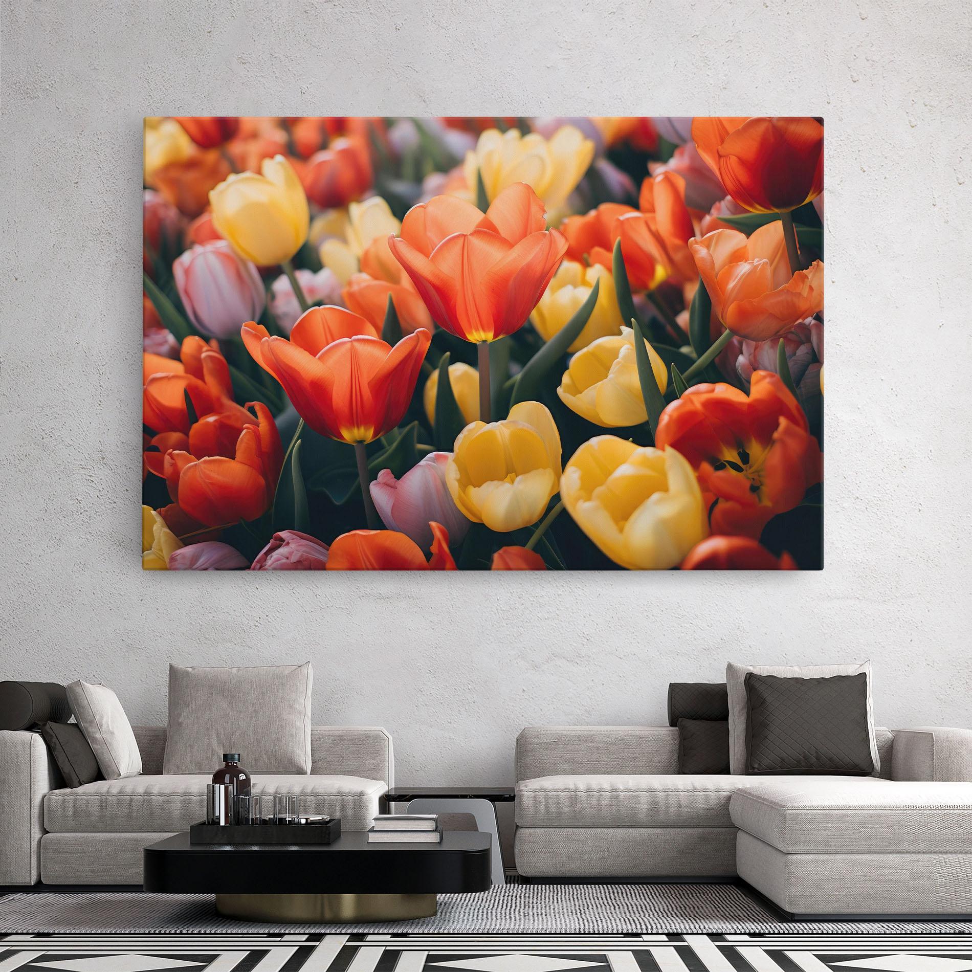 Leinwandbild Orange Yellow Tulips mockup 2