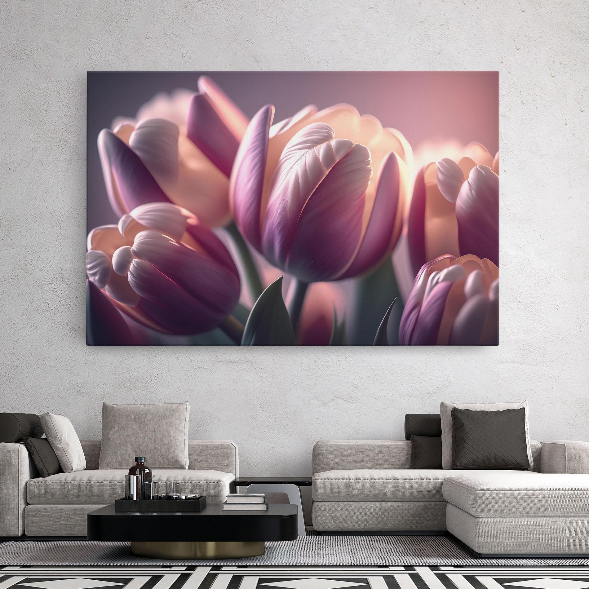 Leinwandbild Pastel Pink Tulips mockup 2