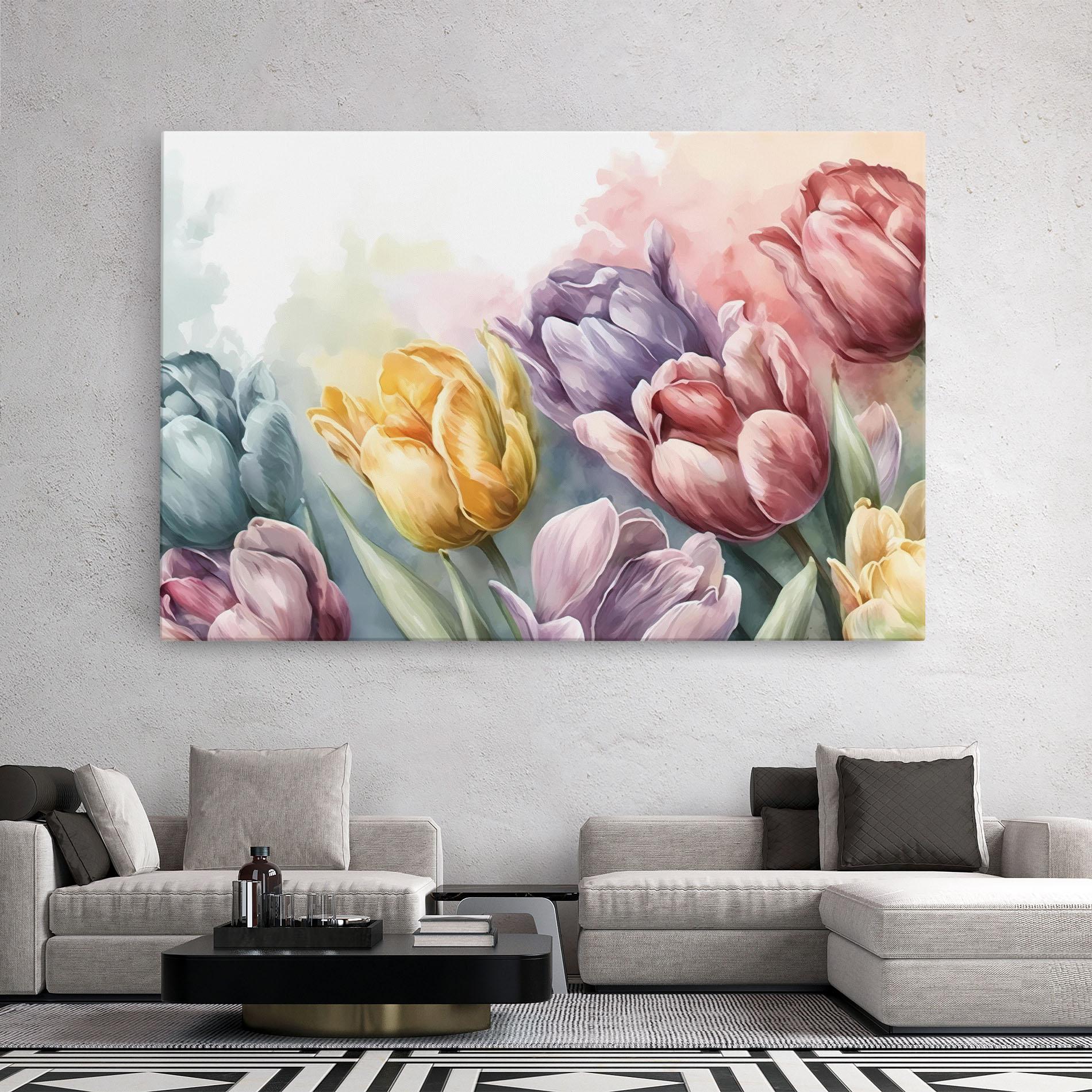 Leinwandbild Pastel Tulips mockup 2