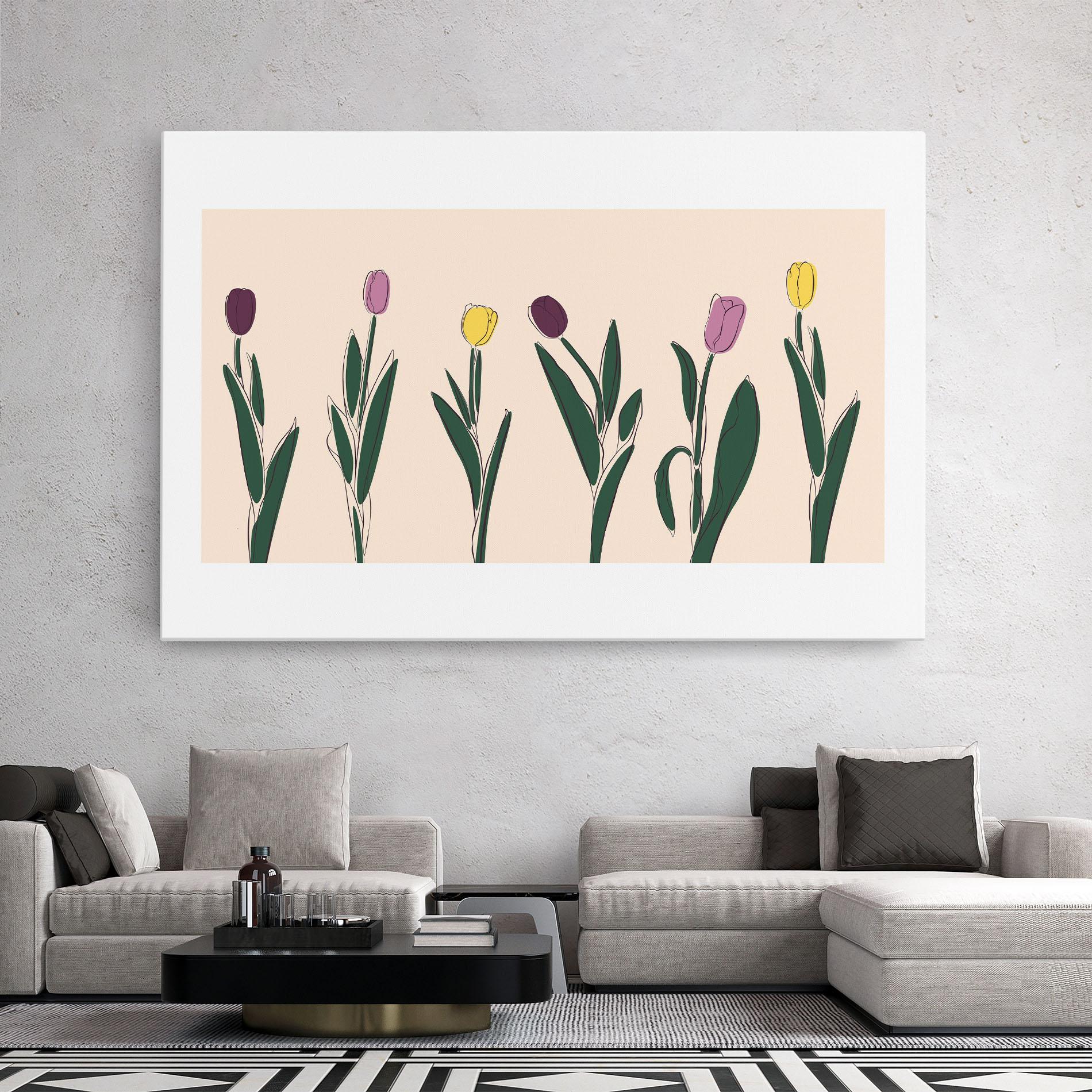 Leinwandbild Tulips Set mockup 2