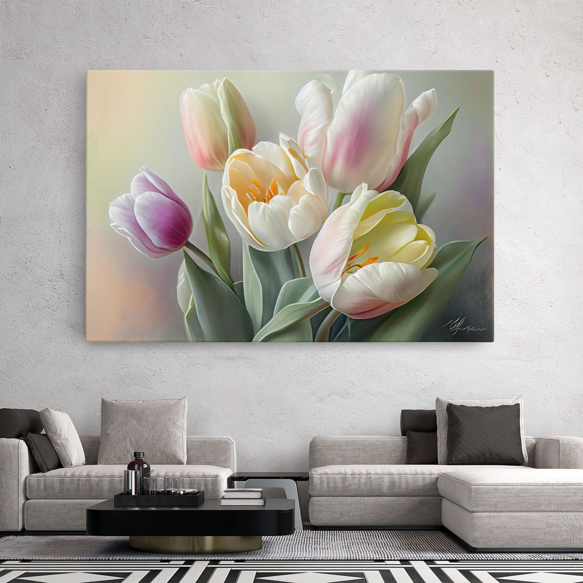 White Tulips Painting mockup 2