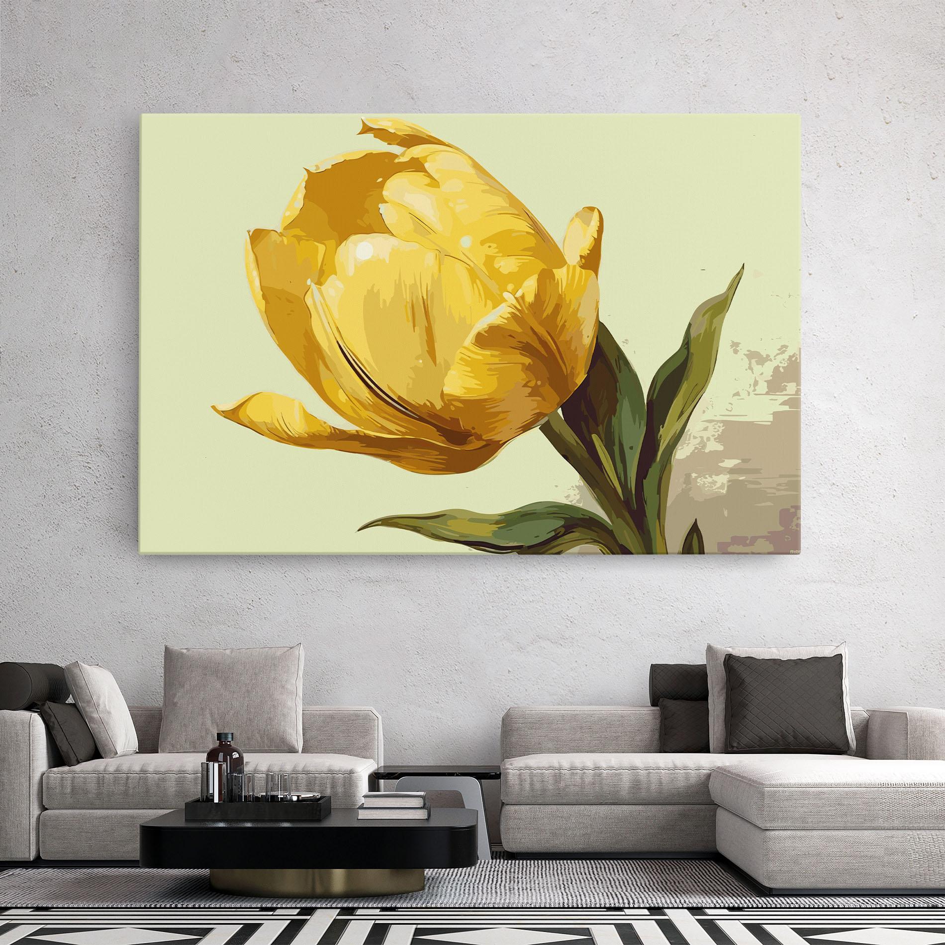 Leinwandbild Yellow Shiny Tulip mockup 2