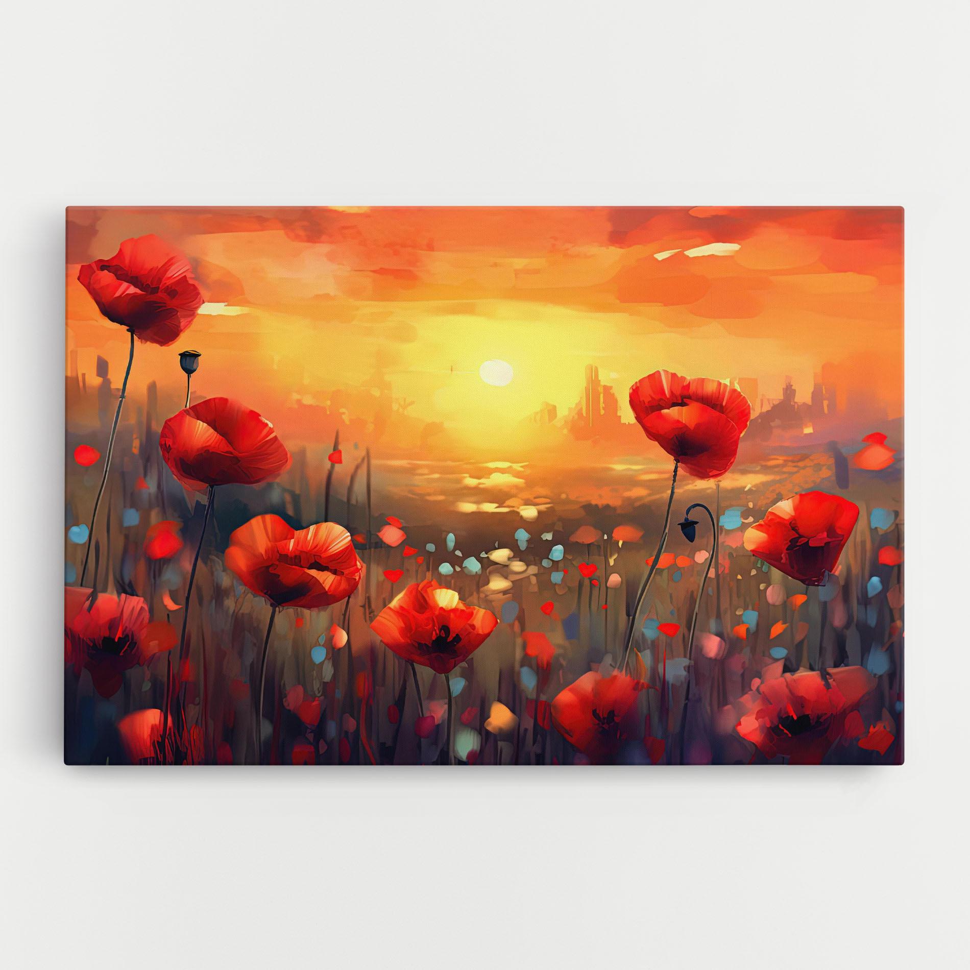 Leinwandbild Sunrise Painting Poppies mockup 0
