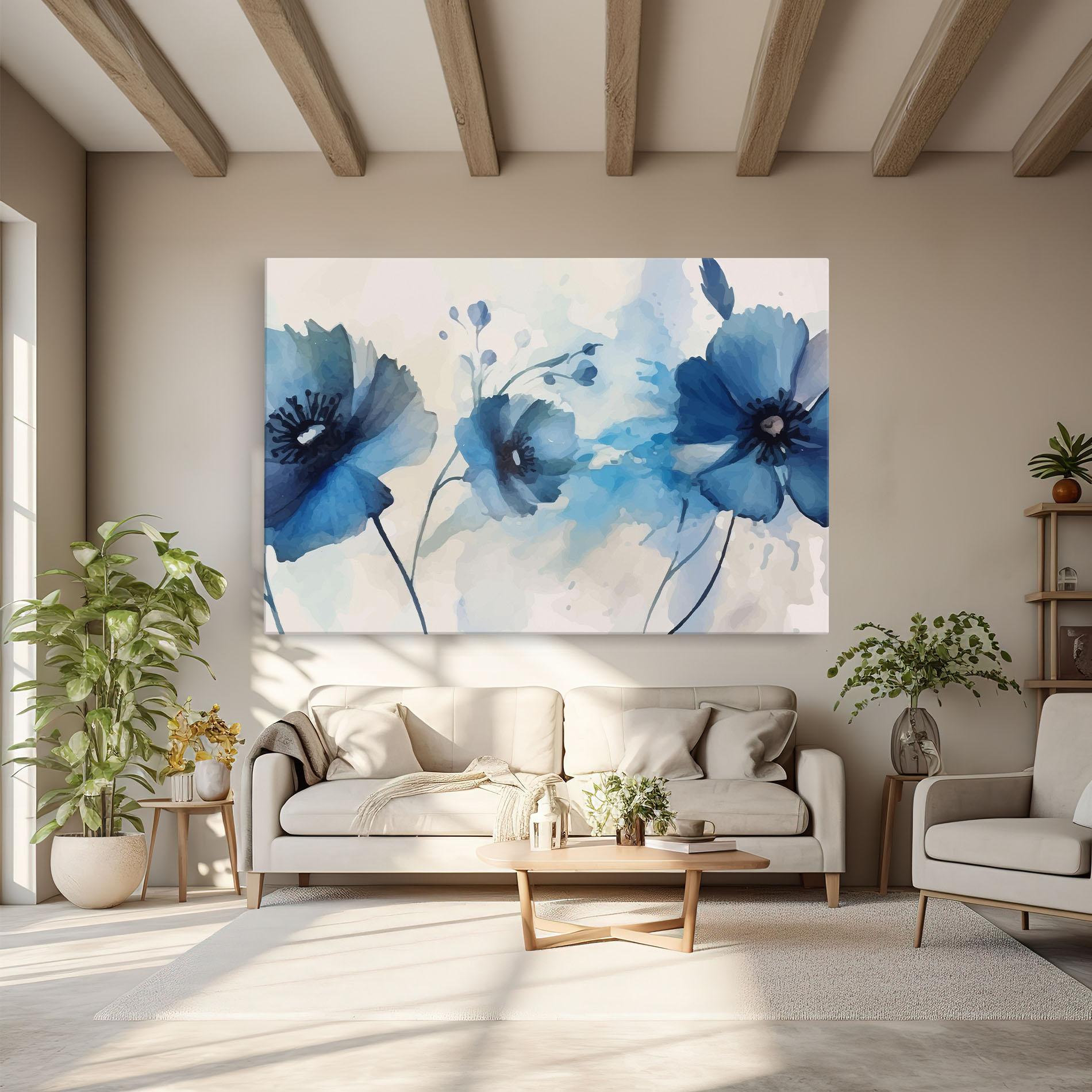 Leinwandbild Blue Poppies mockup 6