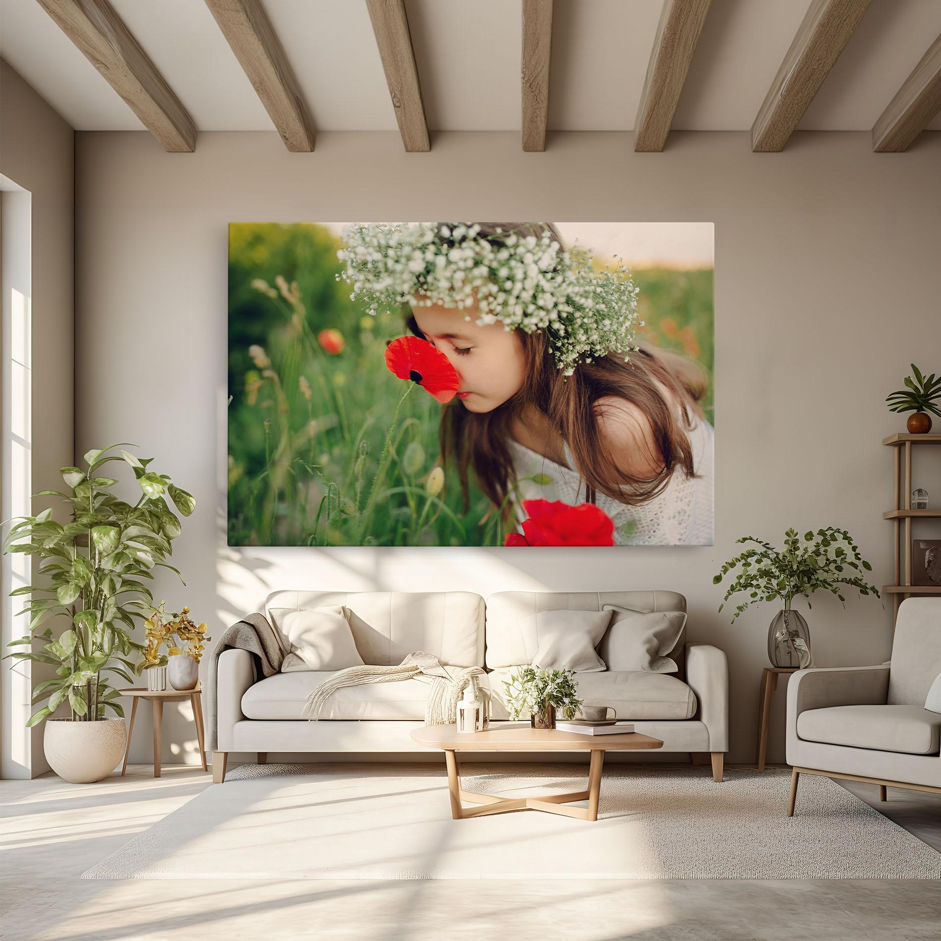 Leinwandbild Girl With Poppies mockup 6