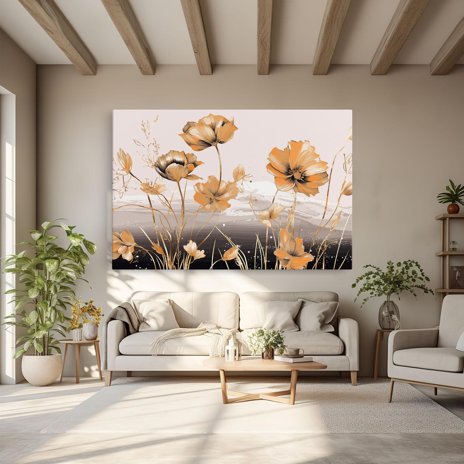 Leinwandbild Gold Black Poppy mockup 6